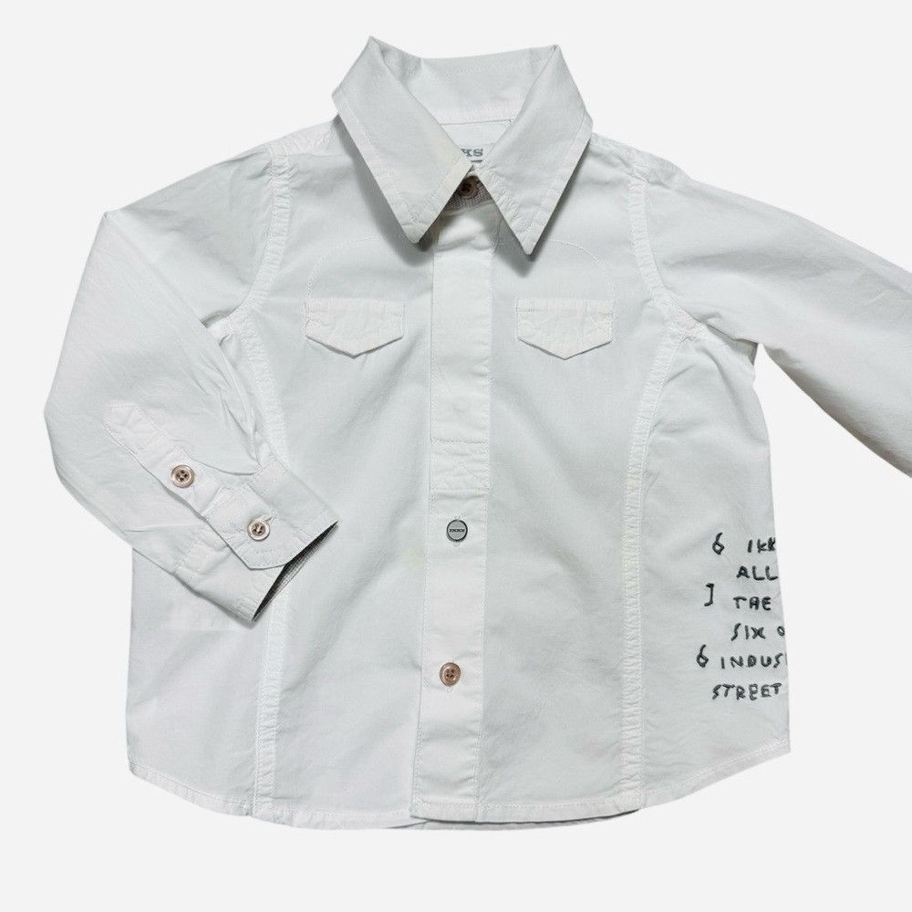 IKKS IKKS Baby Boy White Embroidered Cotton Shirt Made in France Size US XXS / EU 40 - 1 Thumbnail