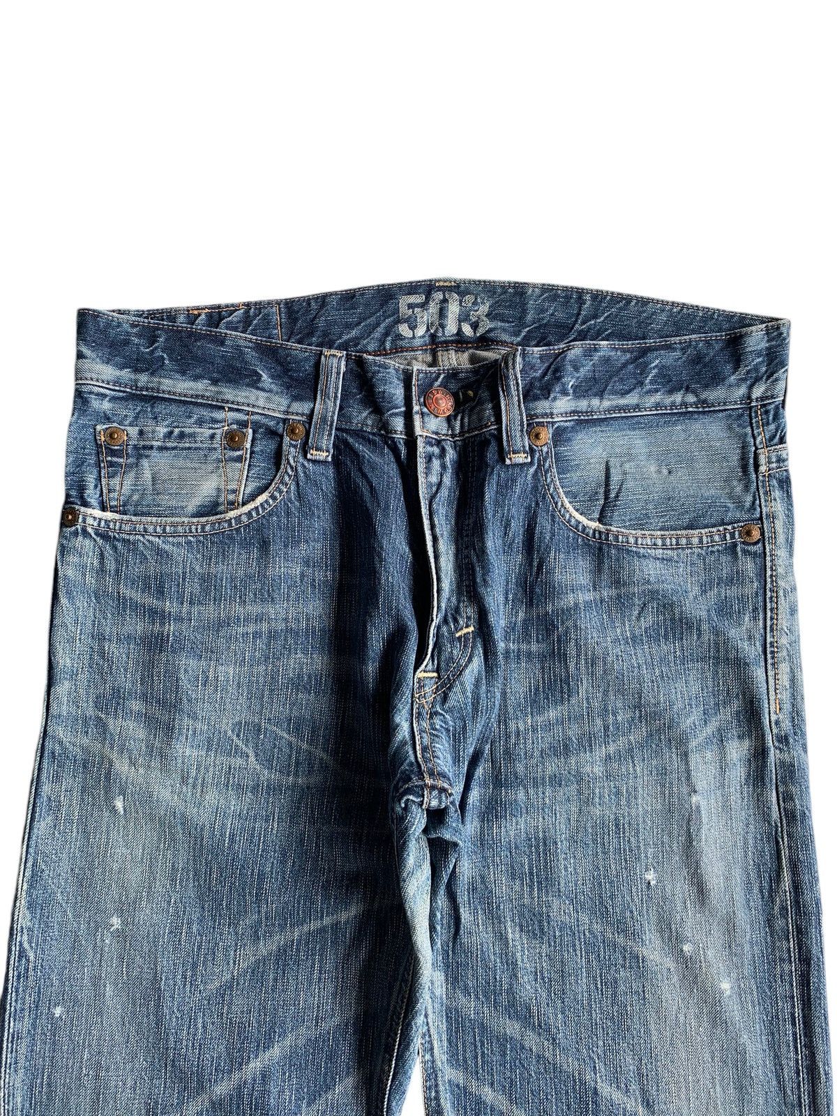 Edwin × If Six Was Nine × Japanese Brand FLARE EDWIN 503 BLUE TRIP PUNK STYLE RUSTY AND FADED ☠️🎌 Size US 35 - 10 Thumbnail