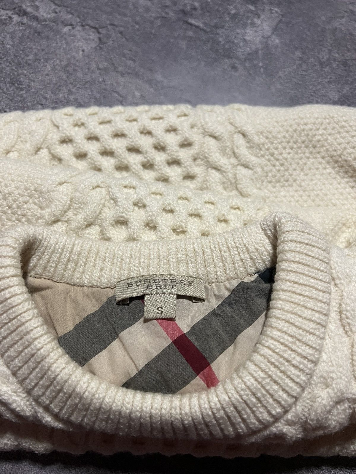 Burberry Burberry Brit Heavy Knit Nova Check Sweater Wool/Cashmere Size S / US 4 / IT 40 - 4 Thumbnail
