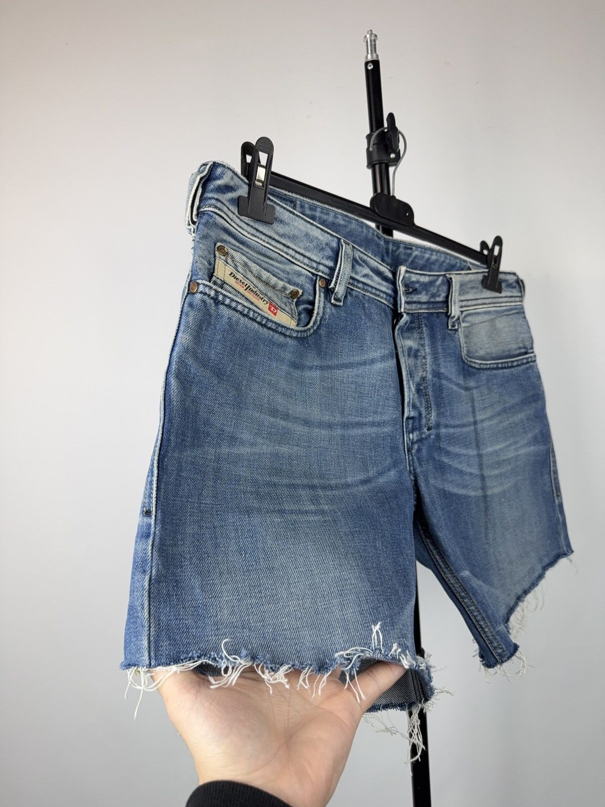 Diesel 00s Retro Diesel Zathan Cut Off Denim Shorts Y2K Vintage Size US 32 / EU 48 - 2 Thumbnail