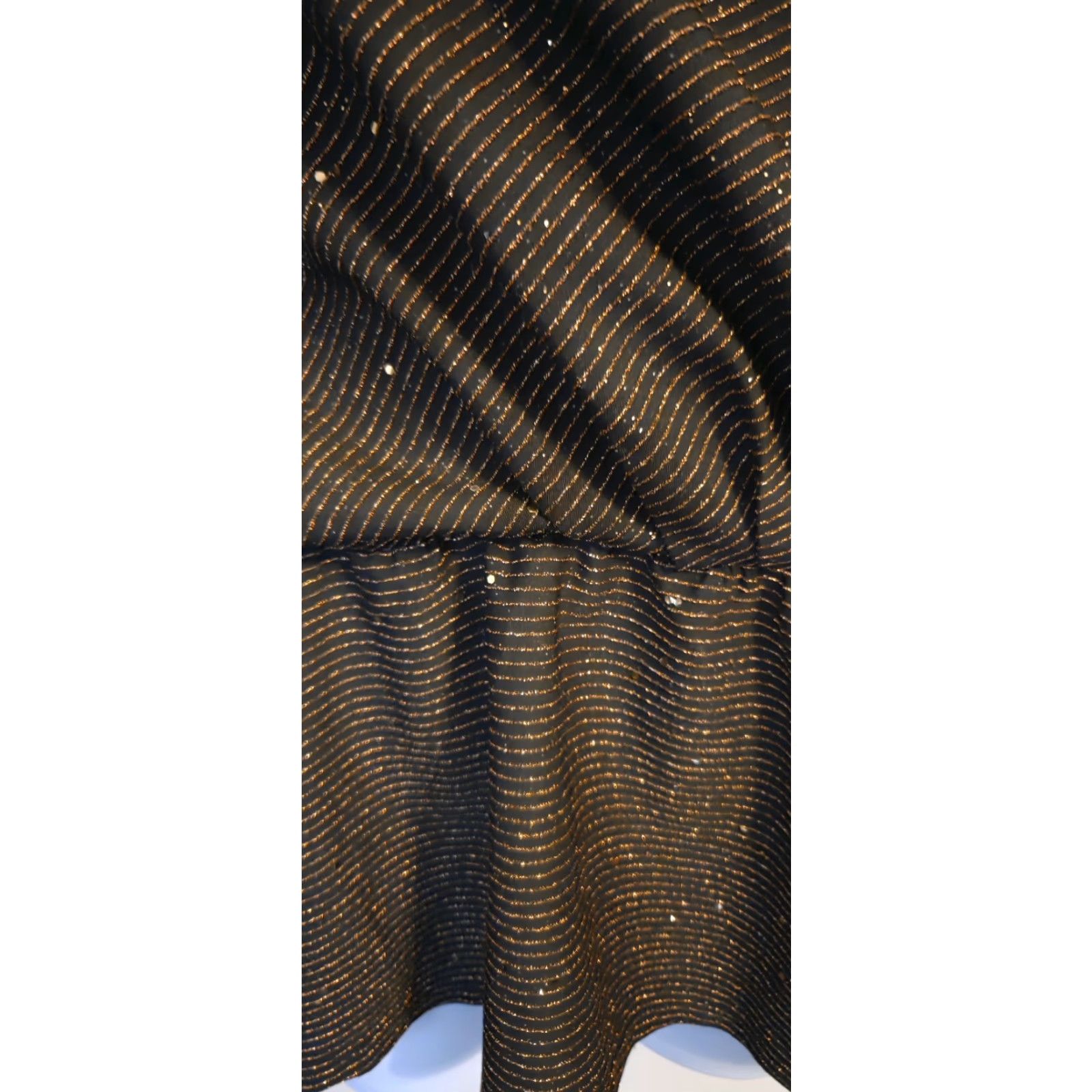 Vintage Lane Bryant Blouse Shirt Wrap Textured Stripe Black Copper Fitted Waist Plus 18 Womens Size XXL / US 16-18 / IT 52-54 - 5 Thumbnail