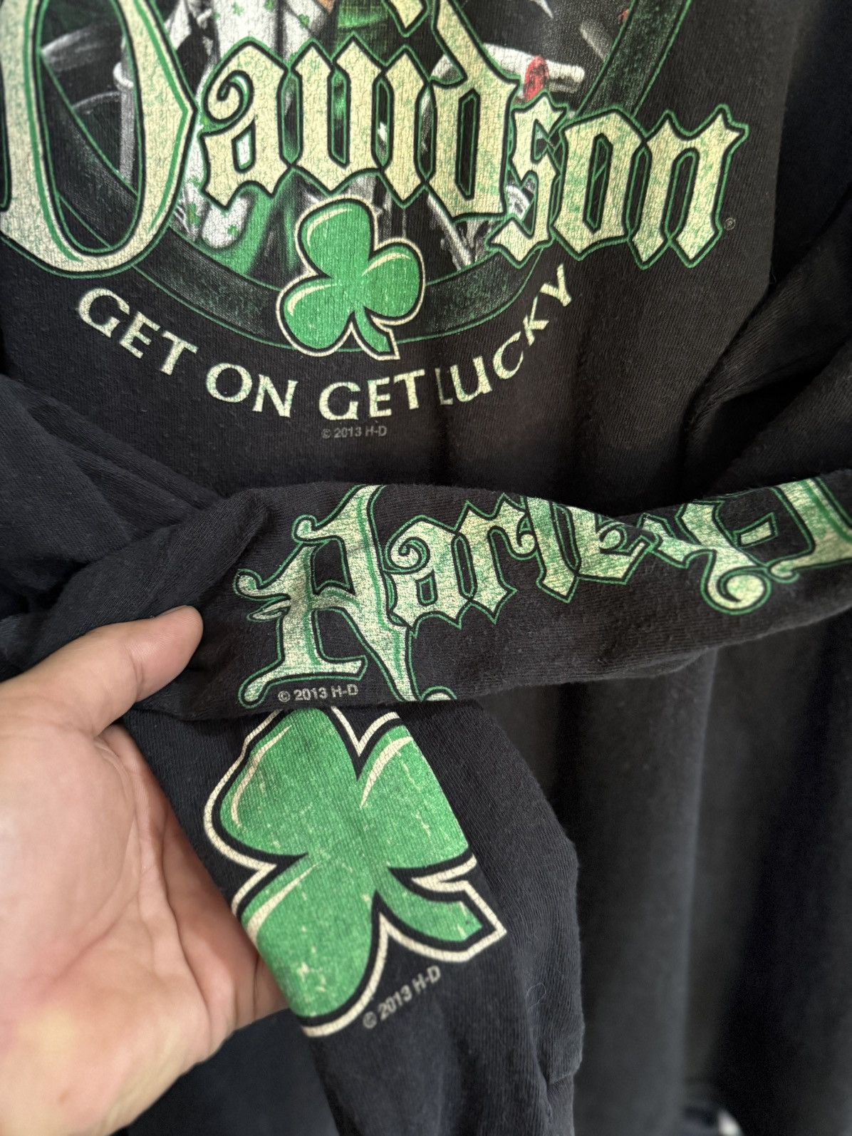 Harley Davidson Vintage Harley Davidson Get On Get Lucky Nekad Girl Faded T Size US L / EU 52-54 / 3 - 12 Thumbnail