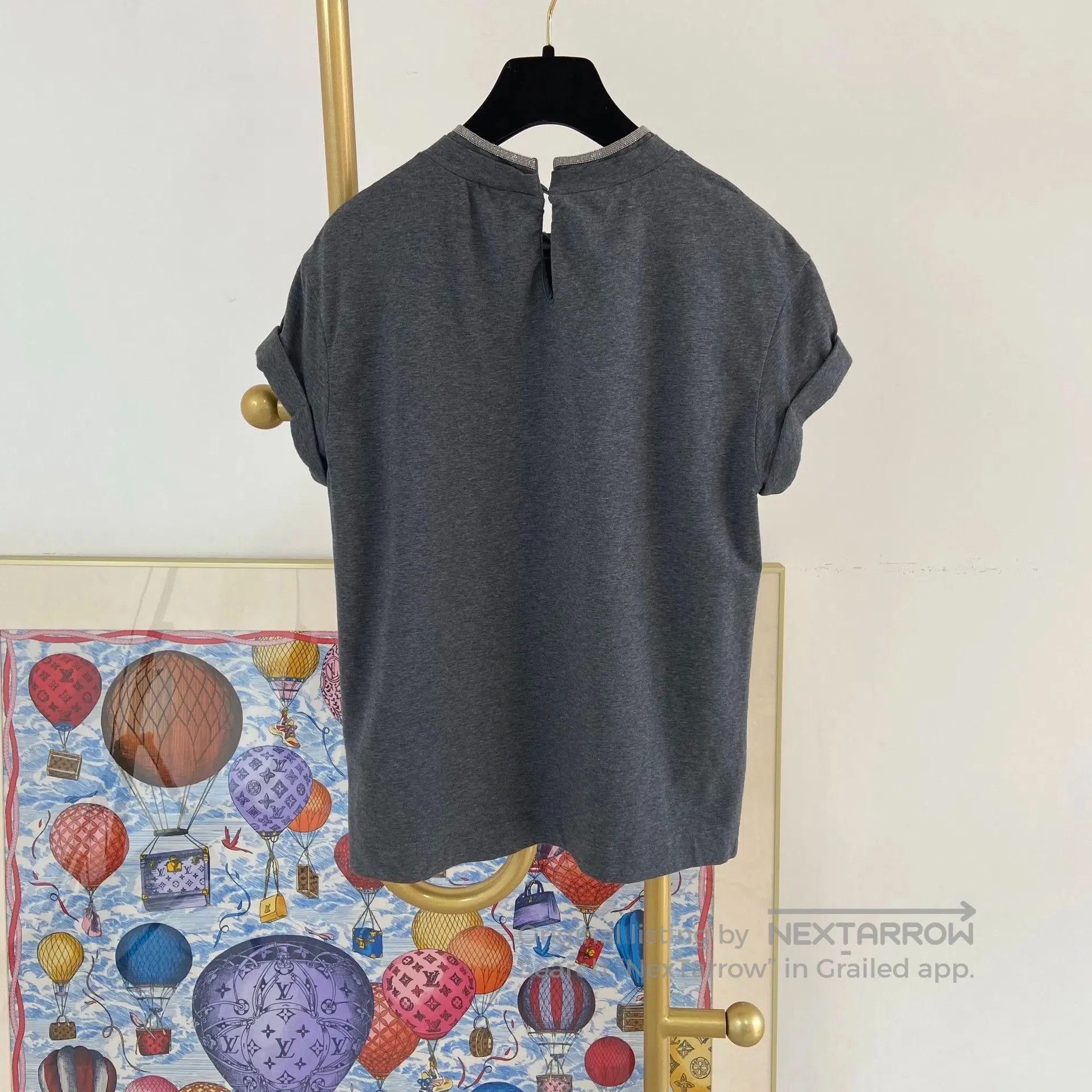 Brunello Cucinelli Brunello Cucinelli Gray Beaded T-shirt XS. Size XS / US 0-2 / IT 36-38 - 2 Thumbnail