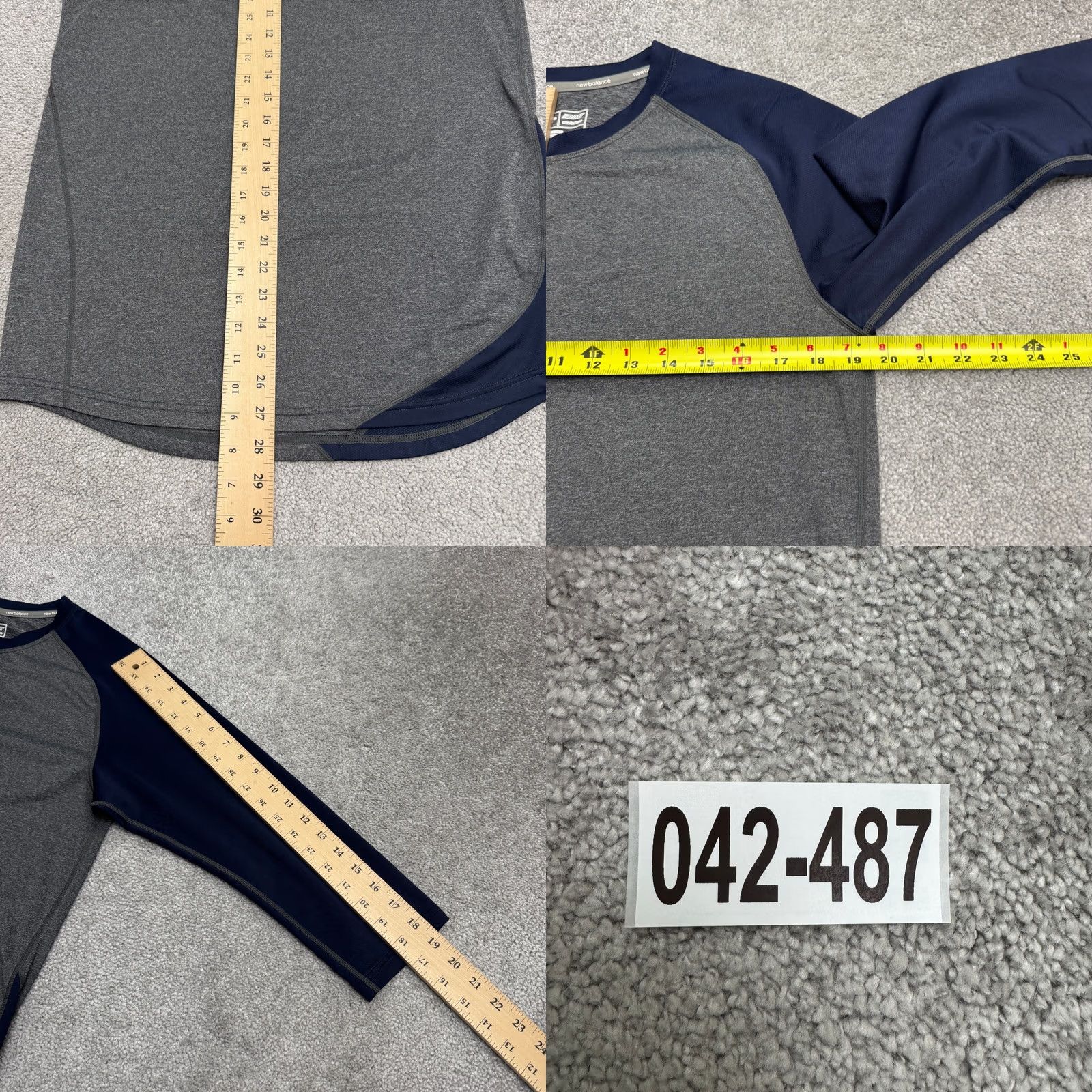 New Balance New Balance NB Dry Colorblock Raglan Long Sleeve T-Shirt Medium Gray Navy Tee Men Size US M / EU 48-50 / 2 - 9 Thumbnail