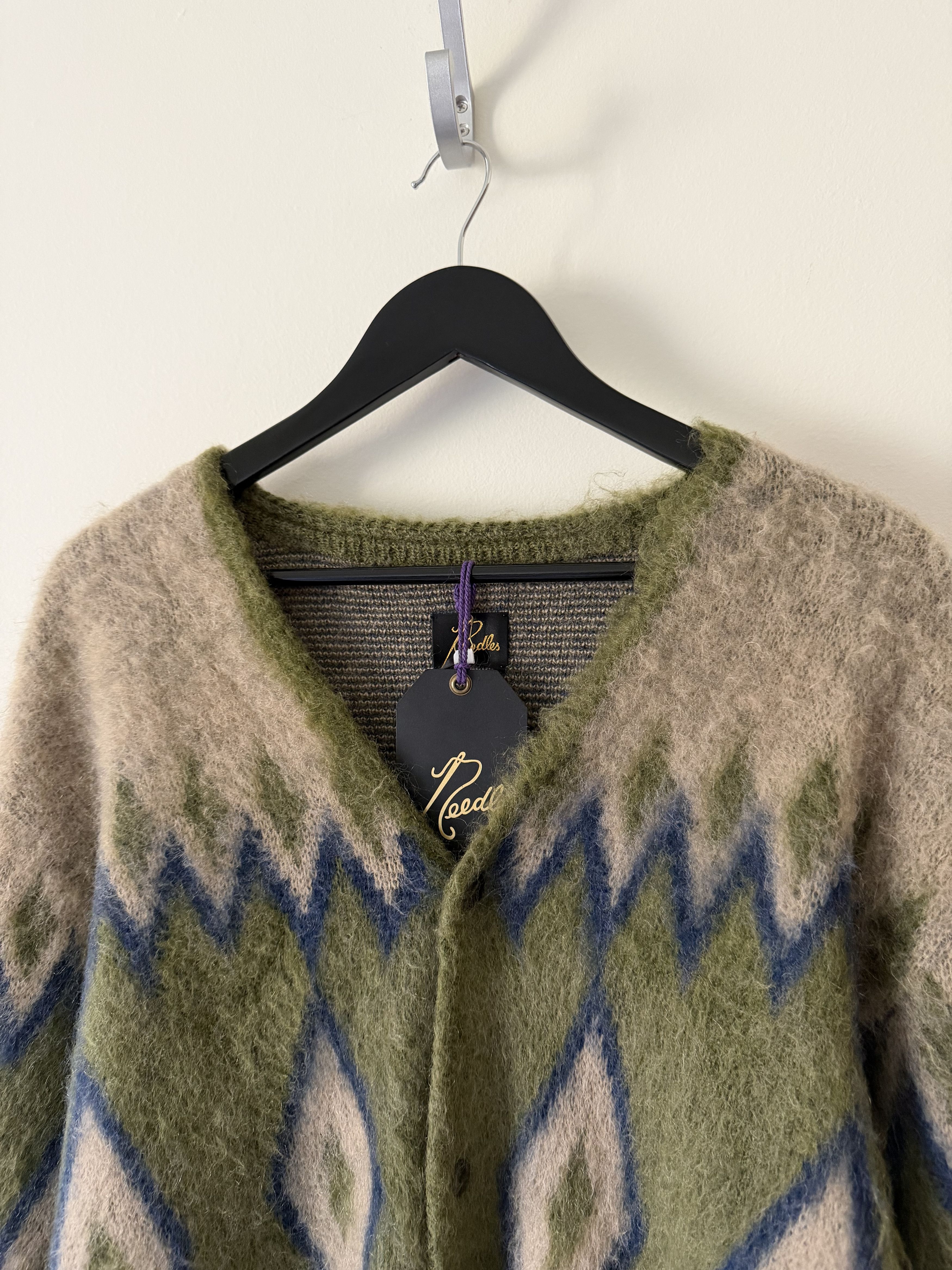 Needles Needles Mohair Diamond Cardigan in Olive Green Size US XL / EU 56 / 4 - 2 Thumbnail