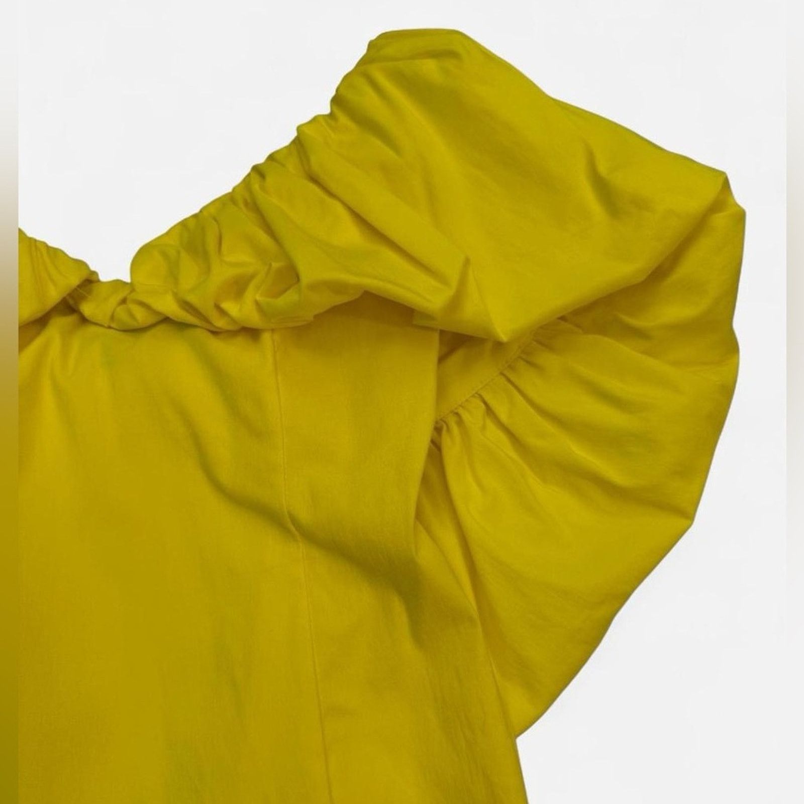 Zara Zara Yellow Ruffle Bodycon Puff Sleeve Mini Dress Size Small Size S / US 4 / IT 40 - 2 Thumbnail