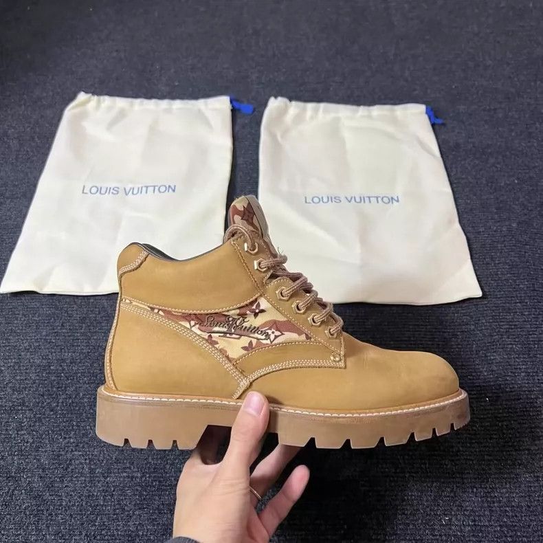 Louis Vuitton Louis Vuitton Khaki Desert Series Old Flower Boots Size US 7.5 / EU 40-41 - 4 Thumbnail