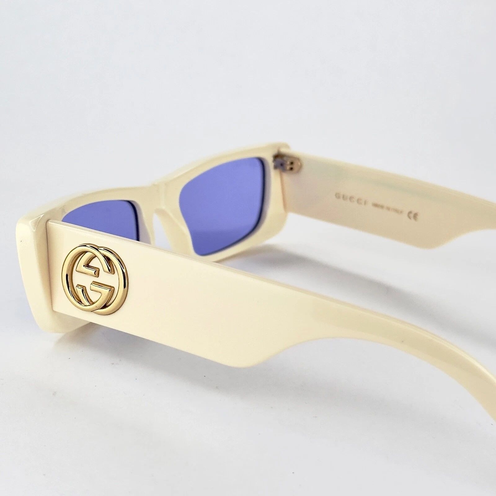 Gucci GUCCI GG0516S 0516 Ivory Lilac Crystal Geometric Sunglasses Size ONE SIZE - 9 Thumbnail