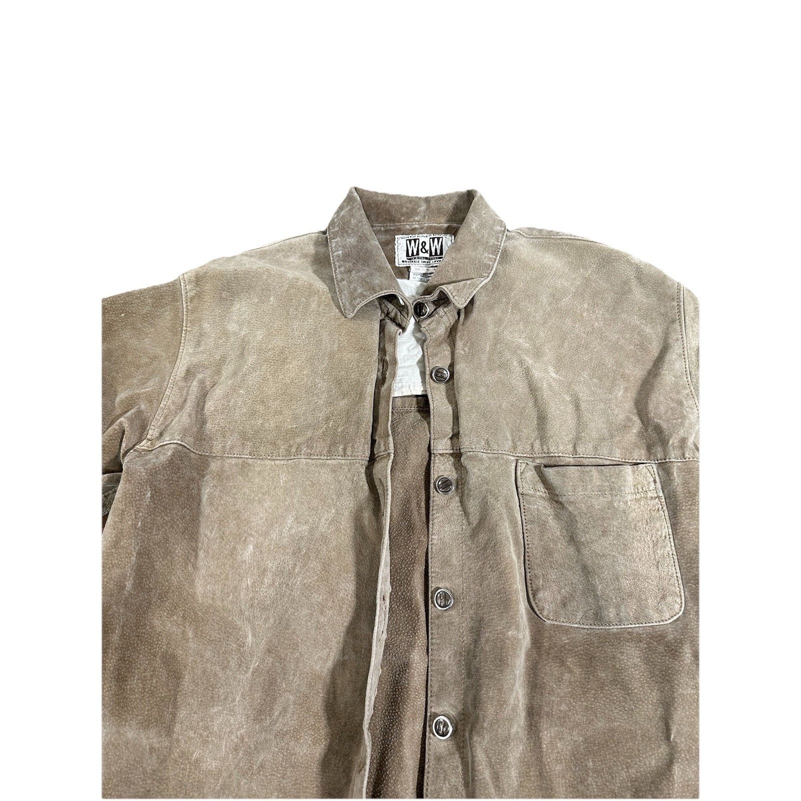 Vintage Vintage Wash And Wear W&W Suede Leather Overcoat Long Jacket Size US M / EU 48-50 / 2 - 2 Thumbnail