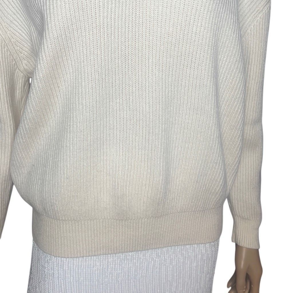 Zara Zara White Wool V-neck Ribbed Sweater Size S / US 4 / IT 40 - 3 Thumbnail