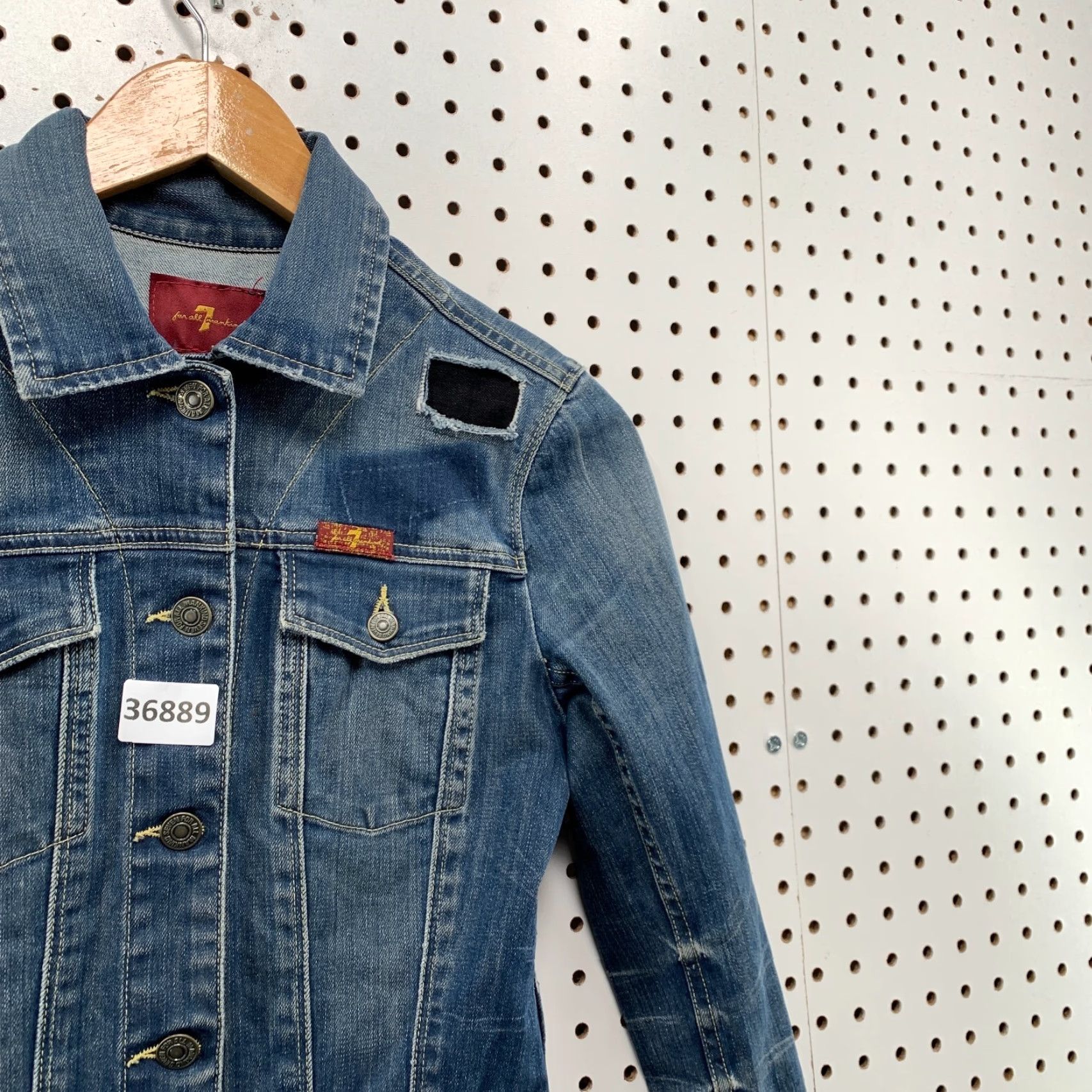 7 For All Mankind VINTAGE Y2K 7 For All Mankind Denim Jacket Blue Womens XS Studded Biker Size XS / US 0-2 / IT 36-38 - 6 Thumbnail