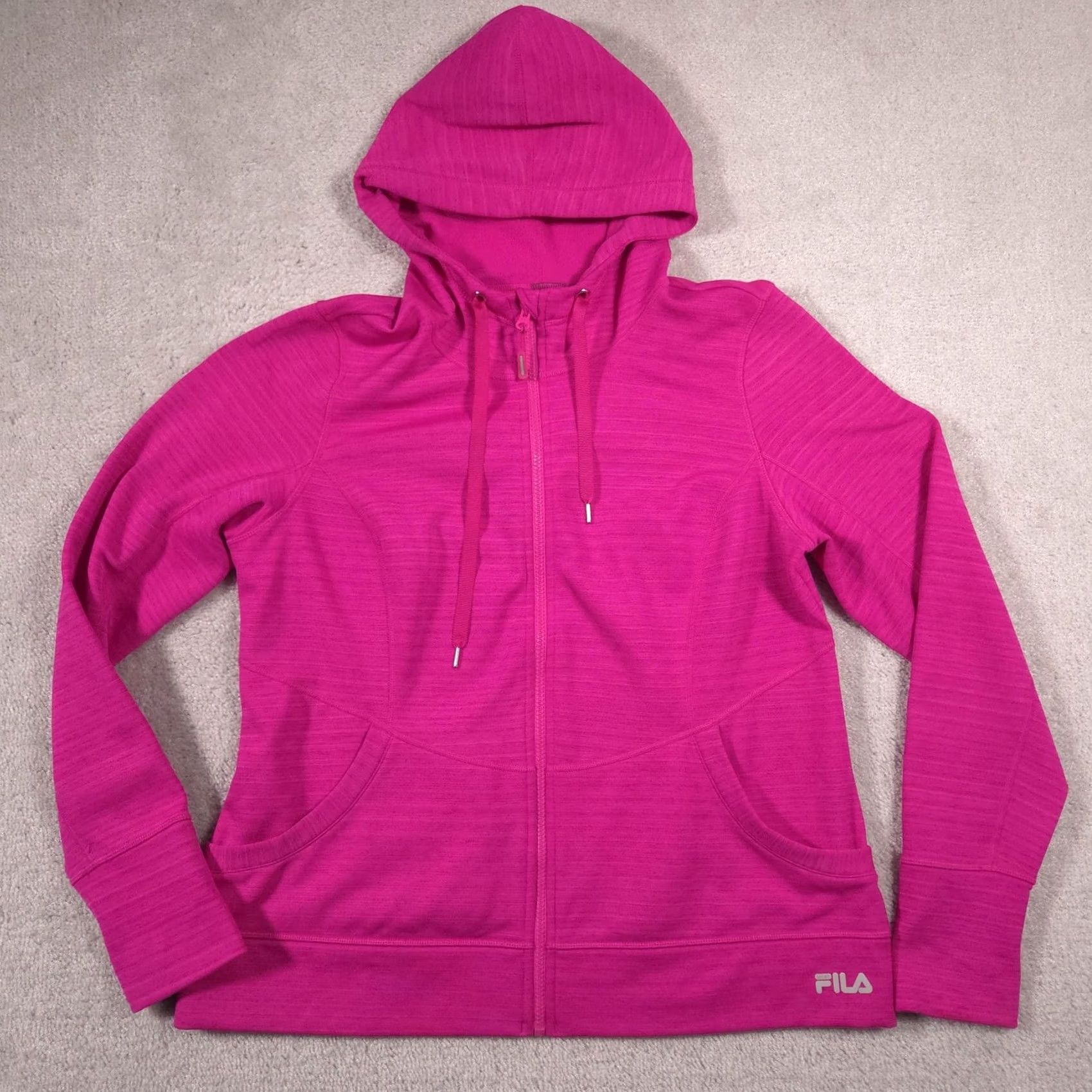 Fila Fila Sport Hoodie Womens XL Pink Fleece Full Zip Pockets Logo Lined Stretch Size XL / US 12-14 / IT 48-50 - 2 Thumbnail