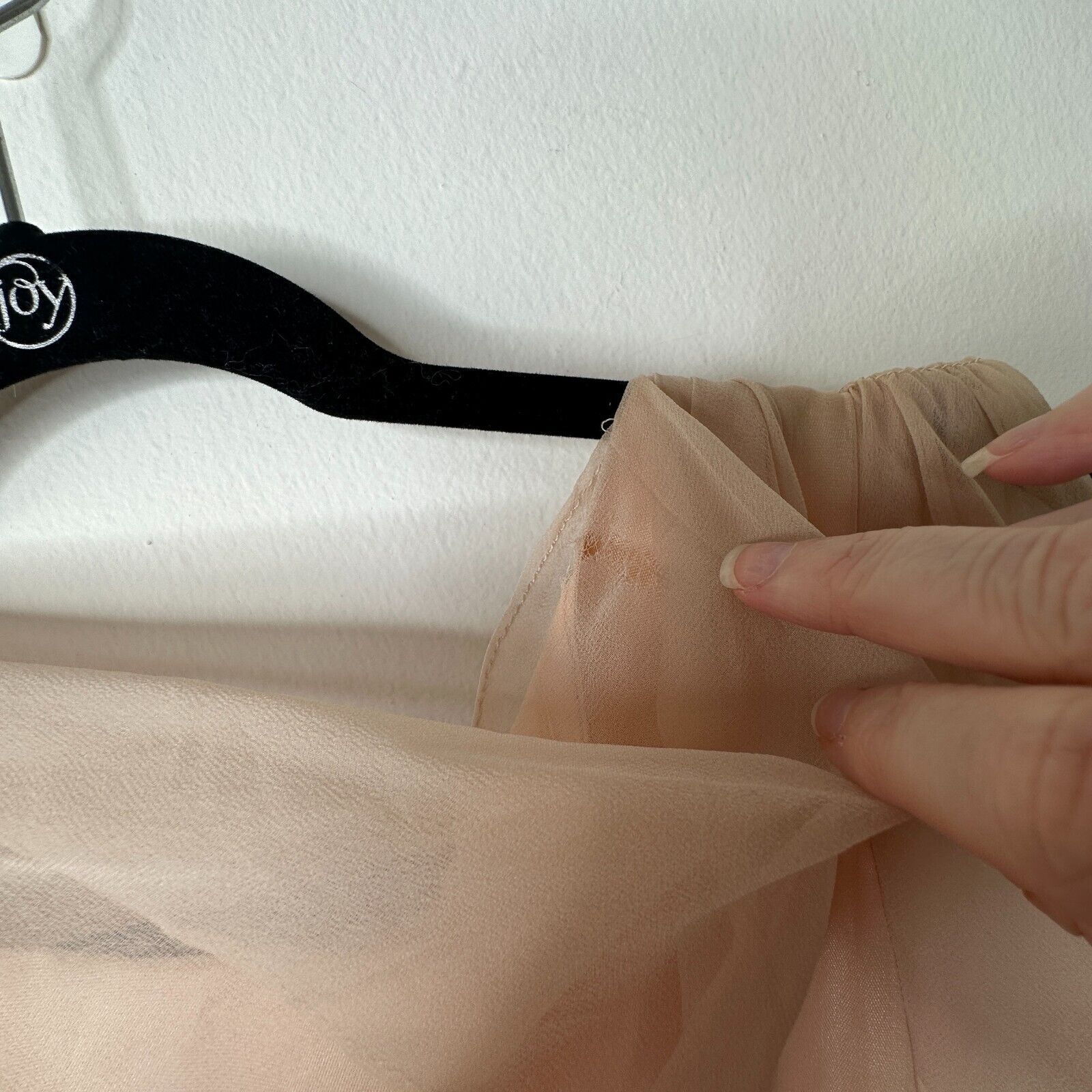 Vintage Vintage Sz 15 Peach Chiffon Pleated Belted Dress Drape Neck Size L / US 10 / IT 46 - 11 Thumbnail