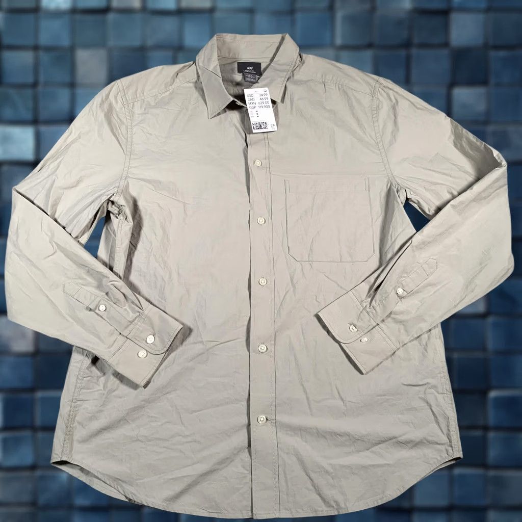 H&M H&M Shirt Mens Medium Gray Regular Fit Long Sleeve Button Down Cotton Pocket Size US M / EU 48-50 / 2 - 1 Thumbnail