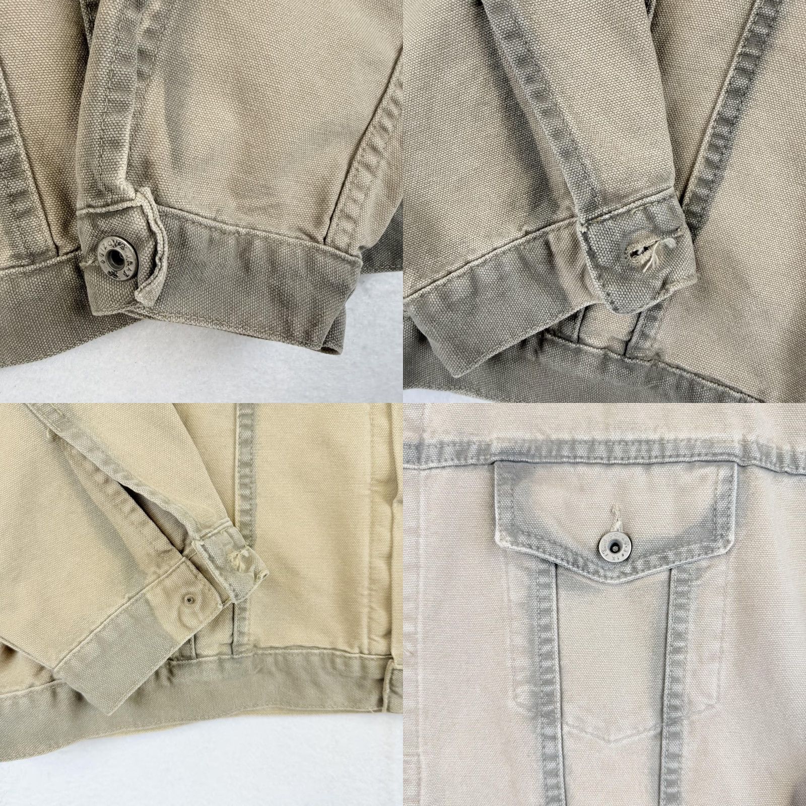 Vintage VINTAGE Arizona Jean Co Jacket Mens L Tan Cotton Canvas Trucker Made USA 00s Military Jacket Casual Workwear Beige Pattern Solid Buttons Mens Size US 33 - 8 Thumbnail