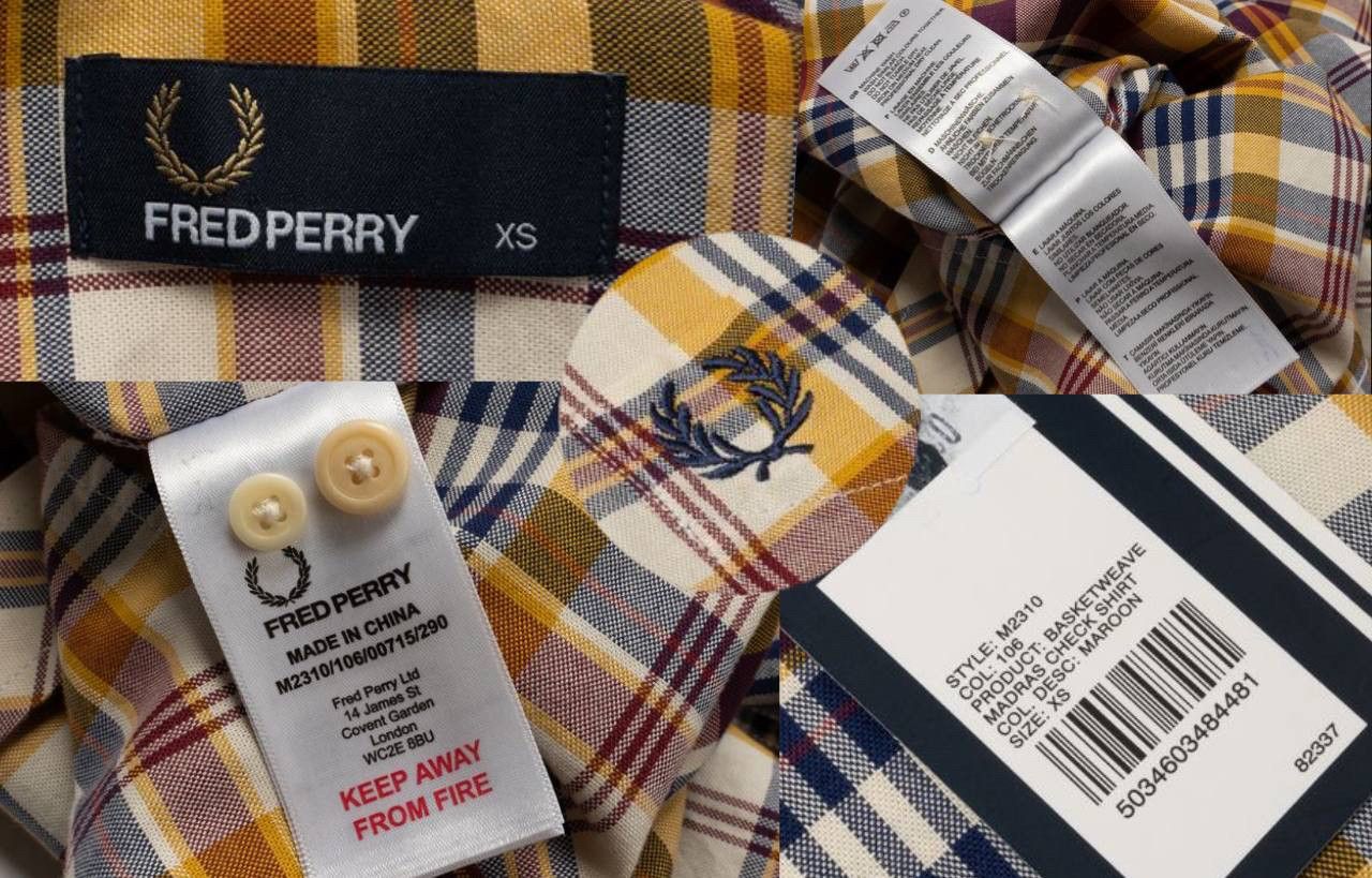 Fred Perry 🔵 FRED PERRY Short Sleeve Cotton Madras Check Shirt Size US XS / EU 42 / 0 - 3 Thumbnail