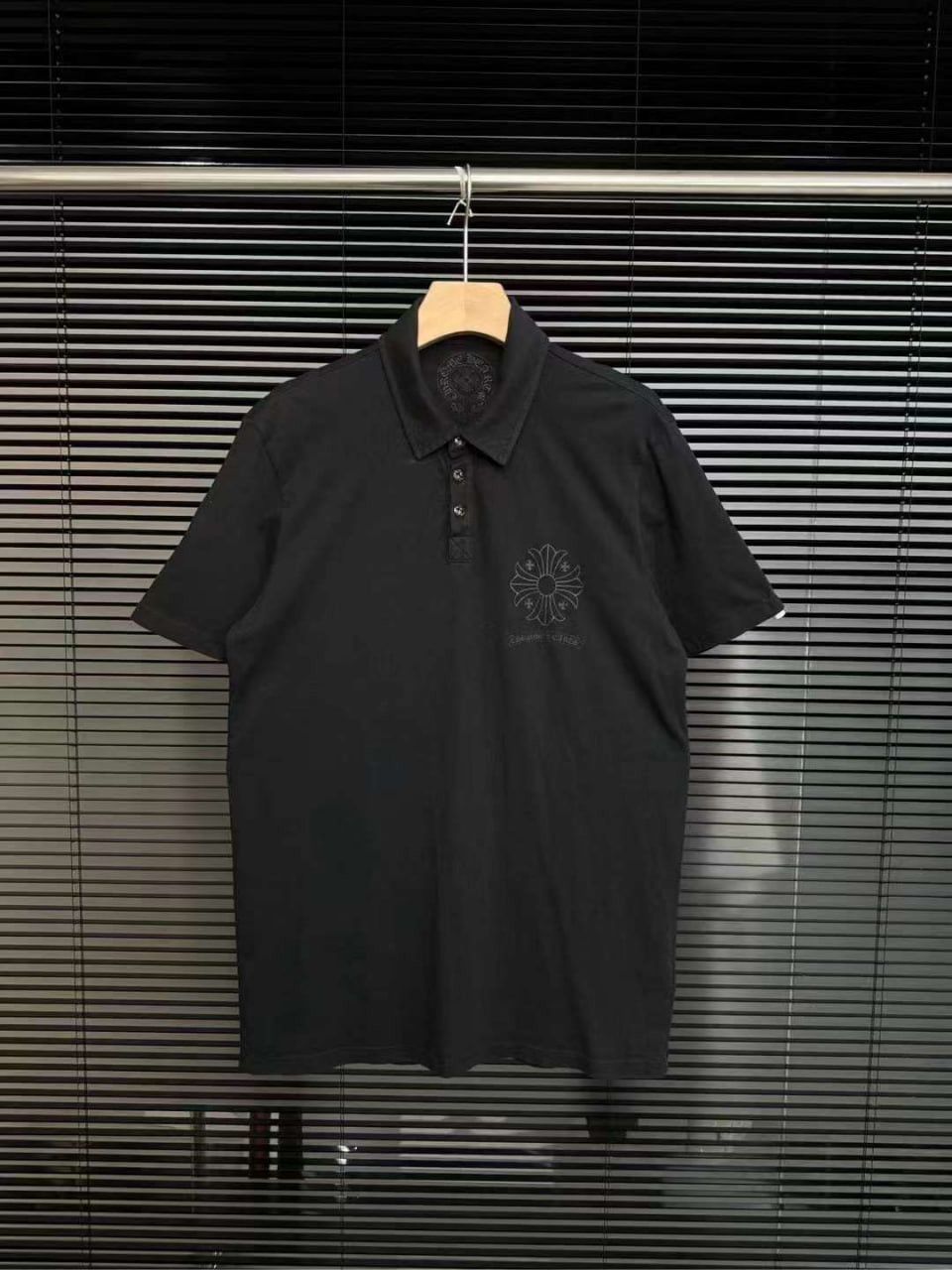 Chrome Hearts CHROME HEARTS LOGO 3 BUTTON POLO TEE | Grailed