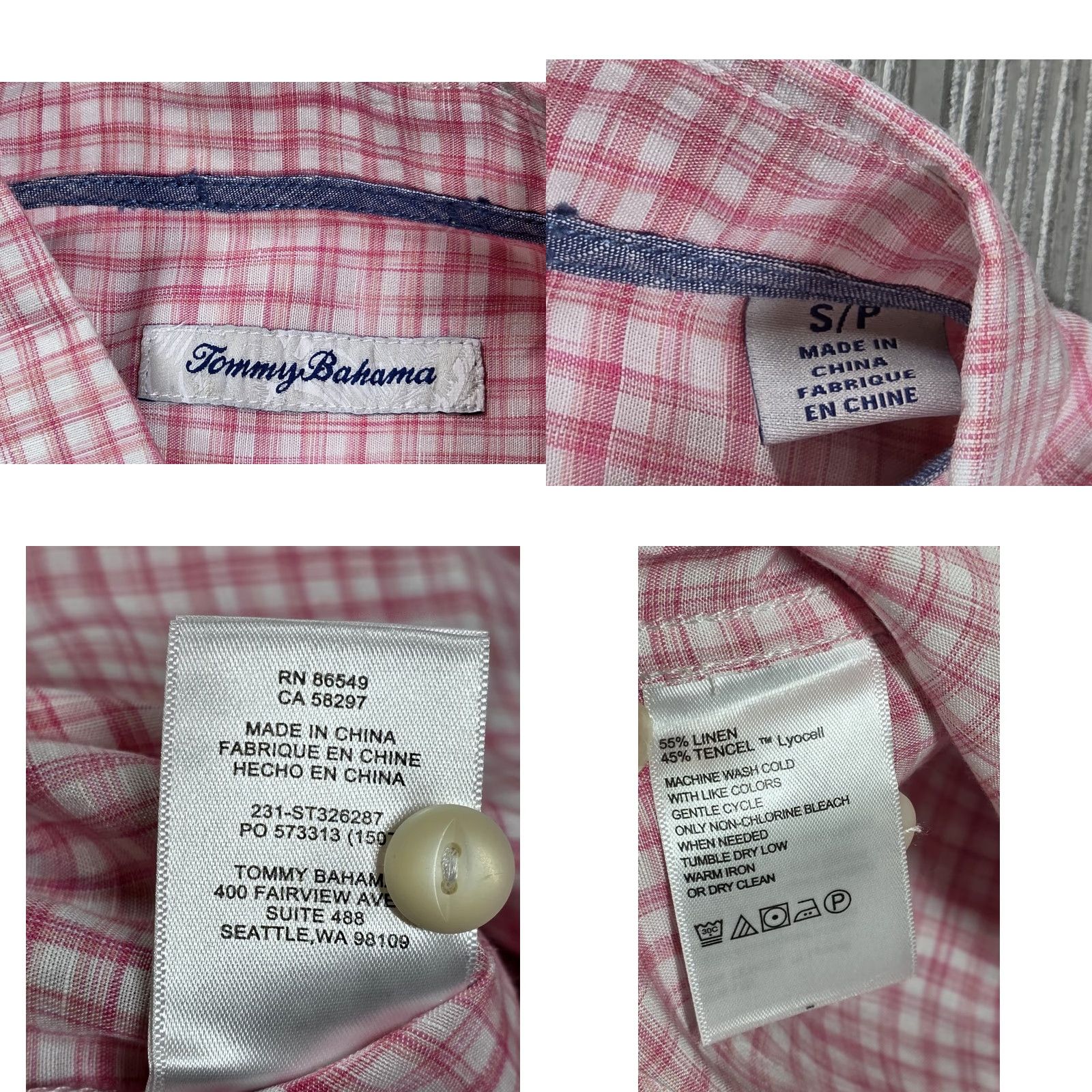 Tommy Bahama Tommy Bahama Paradise Breezer Shirt Pink Plaid Short Sleeve Linen Blend Mens S Size US S / EU 44-46 / 1 - 8 Thumbnail