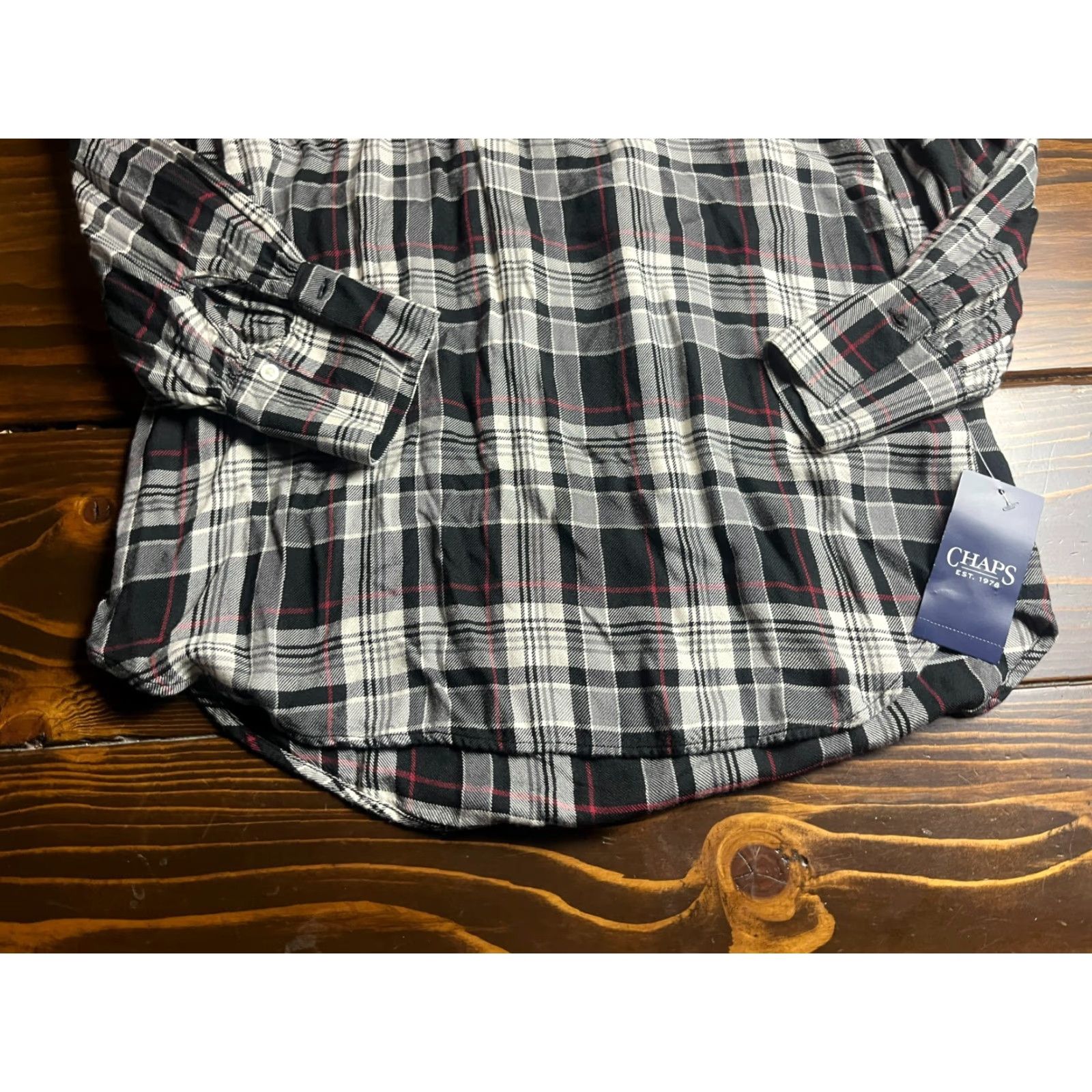 Chaps VINTAGE Chaps Shirt Womens S Black White Red Plaid Quarte Button NWT Size S / US 4 / IT 40 - 4 Thumbnail