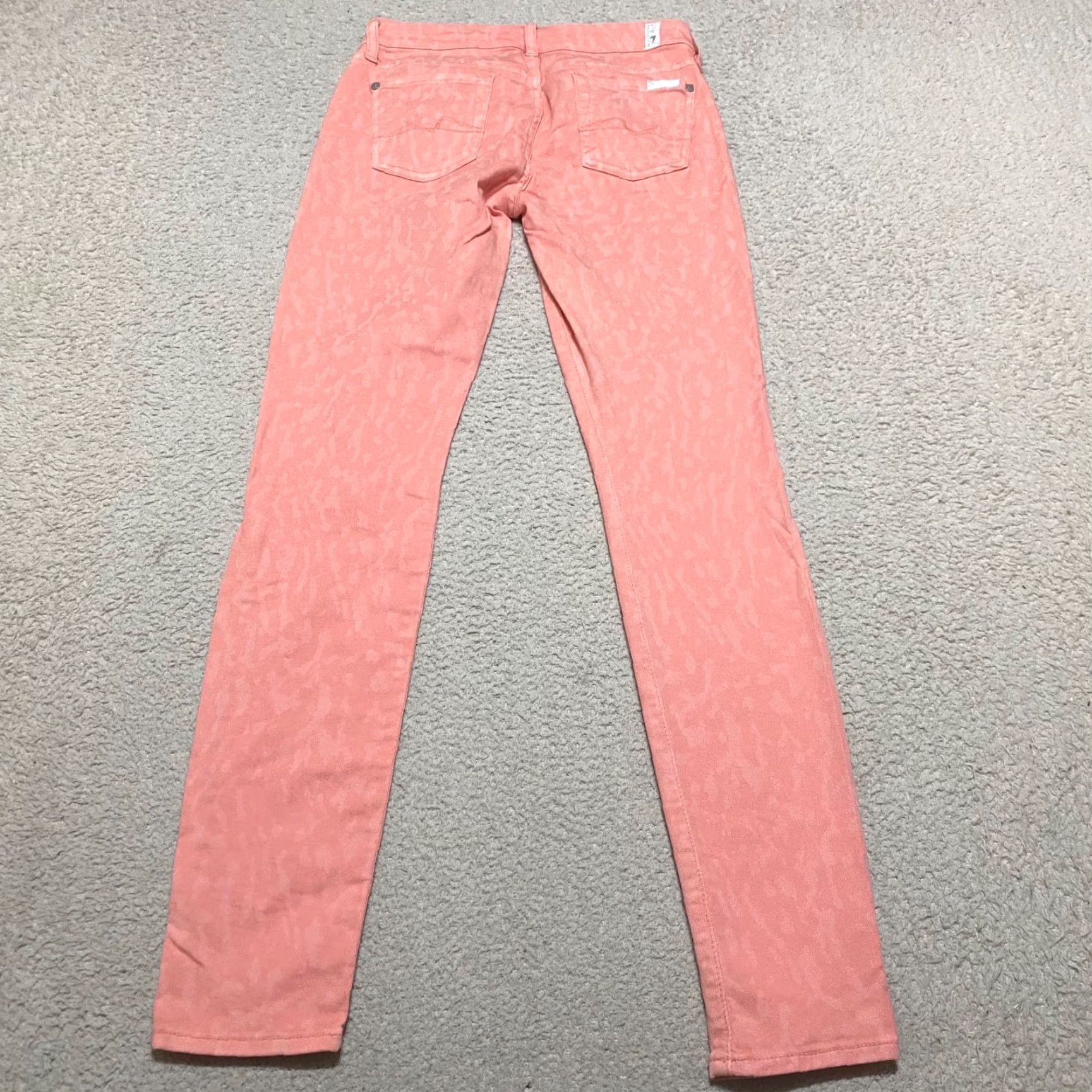 7 For All Mankind 7 For All Mankind Jeans Womens 26 Pink Jacquard Skinny Low Rise Gwenevere Size 26" / US 2 / IT 38 - 2 Thumbnail