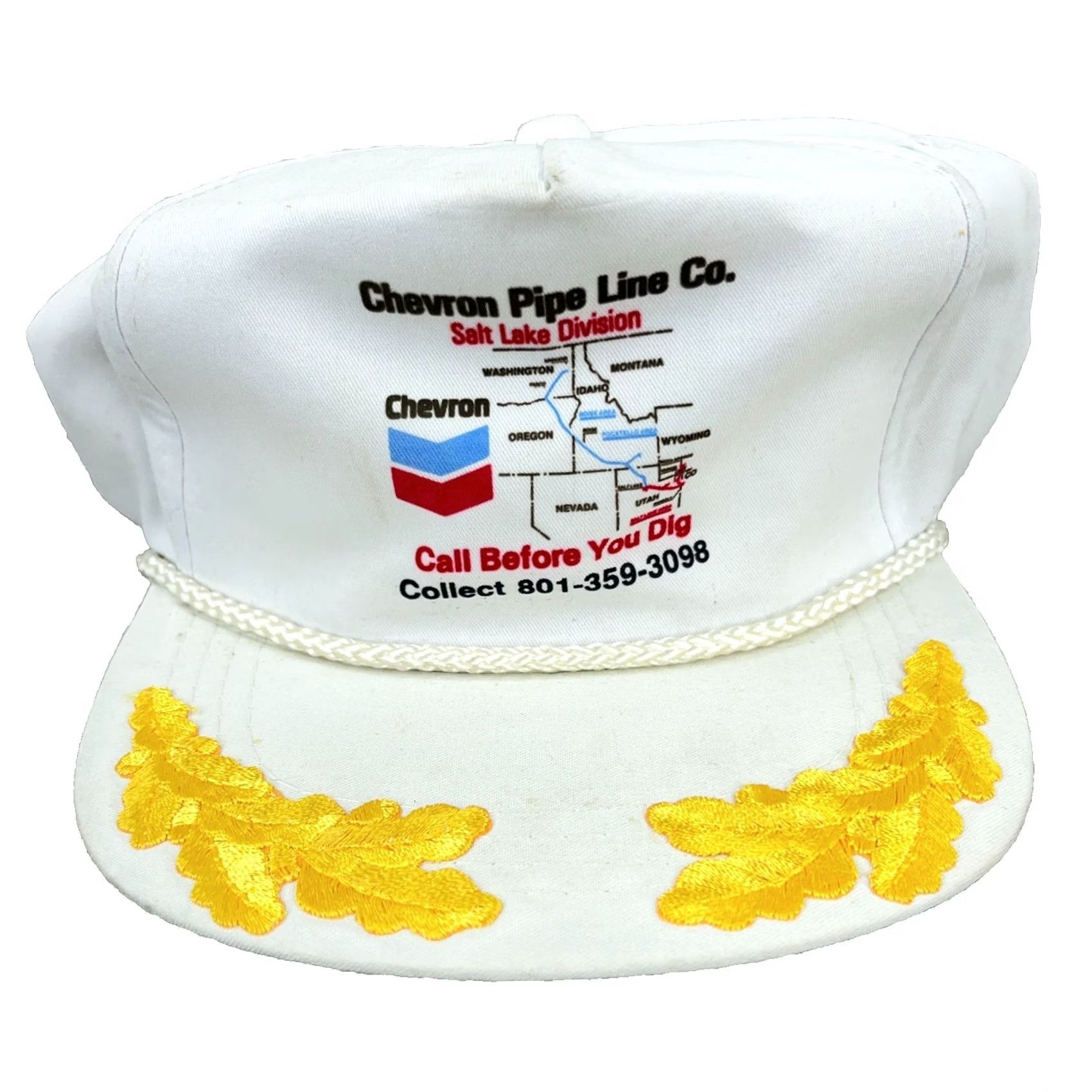 Vintage VINTAGE Chevron Pipe Line Trucker Hat Cap 90s 80s Snapback Rope Oil Gas Petroleum USA Mens LL Size ONE SIZE - 2 Thumbnail