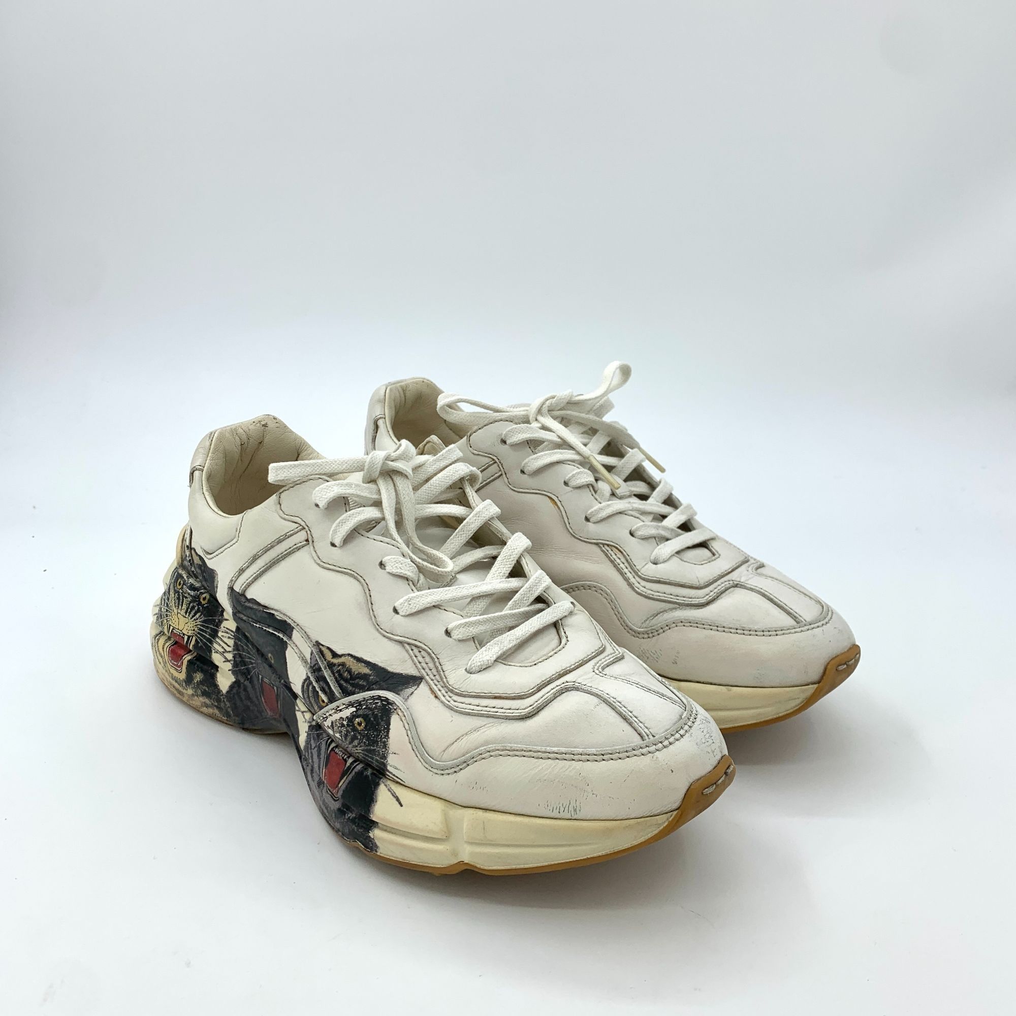 Gucci Q11475 Gucci Rhyton White Leather Sneakers With Panther Prin Size US 10 / IT 40 - 2 Thumbnail