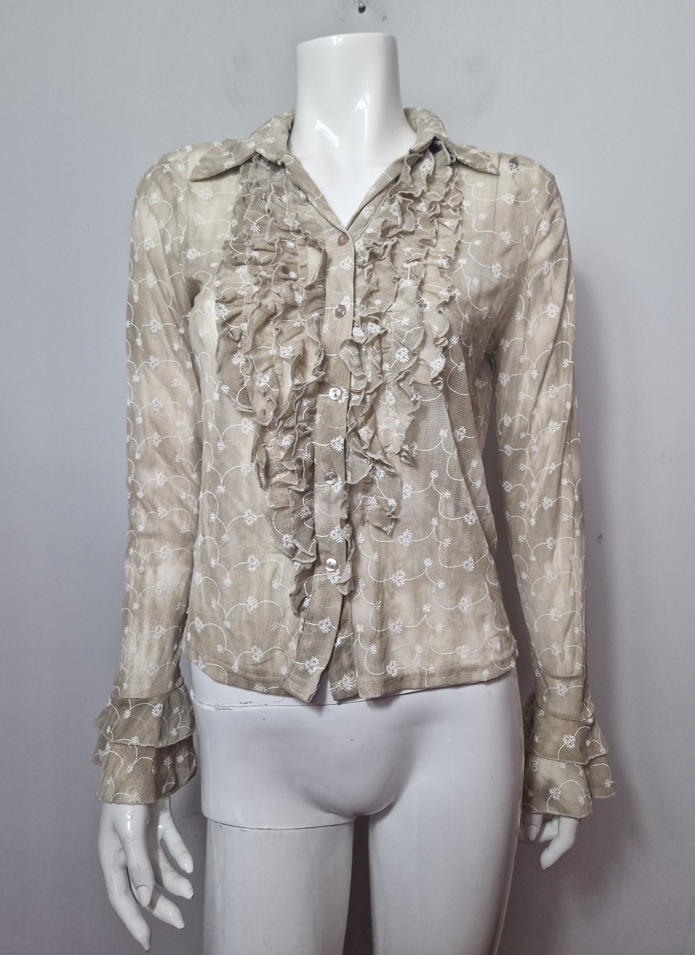 Japanese Brand × Vintage vintage flare transparent blouse Size L / US 10 / IT 46 - 1 Thumbnail