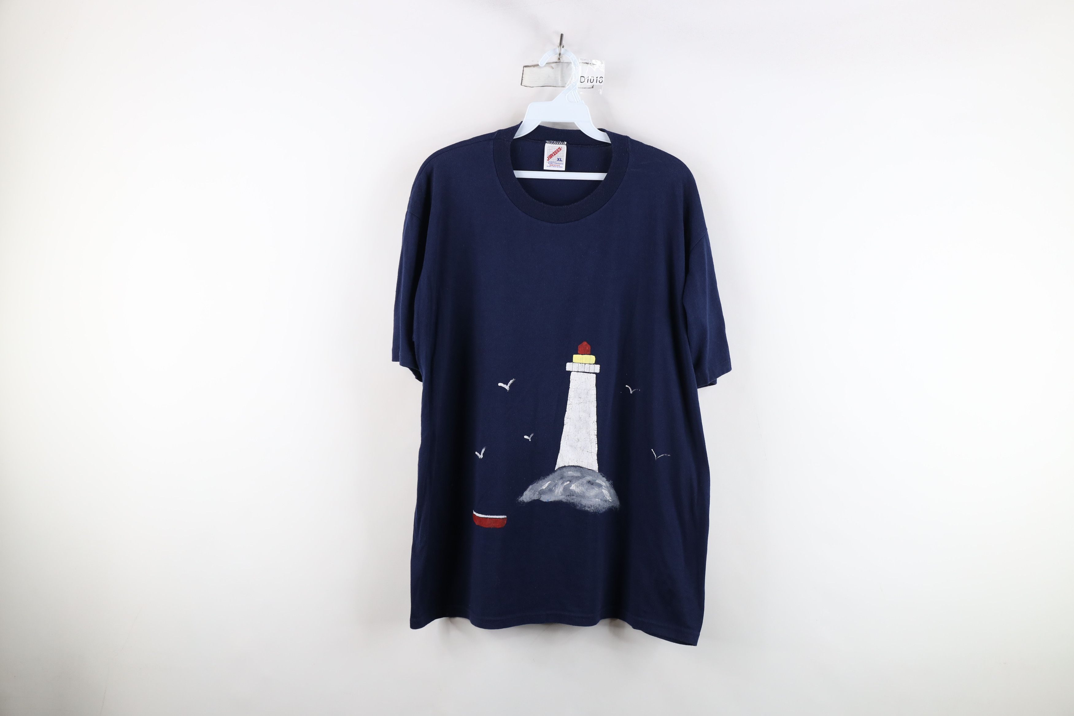 Vintage Vintage 90s Streetwear Beach Lighthouse T-Shirt Blue USA Size XL / US 12-14 / IT 48-50 - 1 Thumbnail