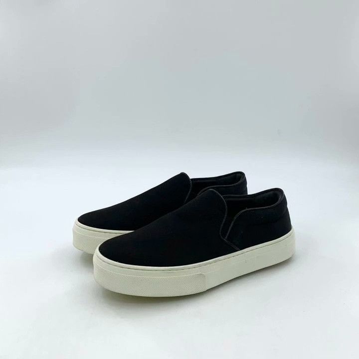 Celine Celine Black Satin Slip-On Platform Sneakers Size US 4 / IT 34 - 1 Thumbnail