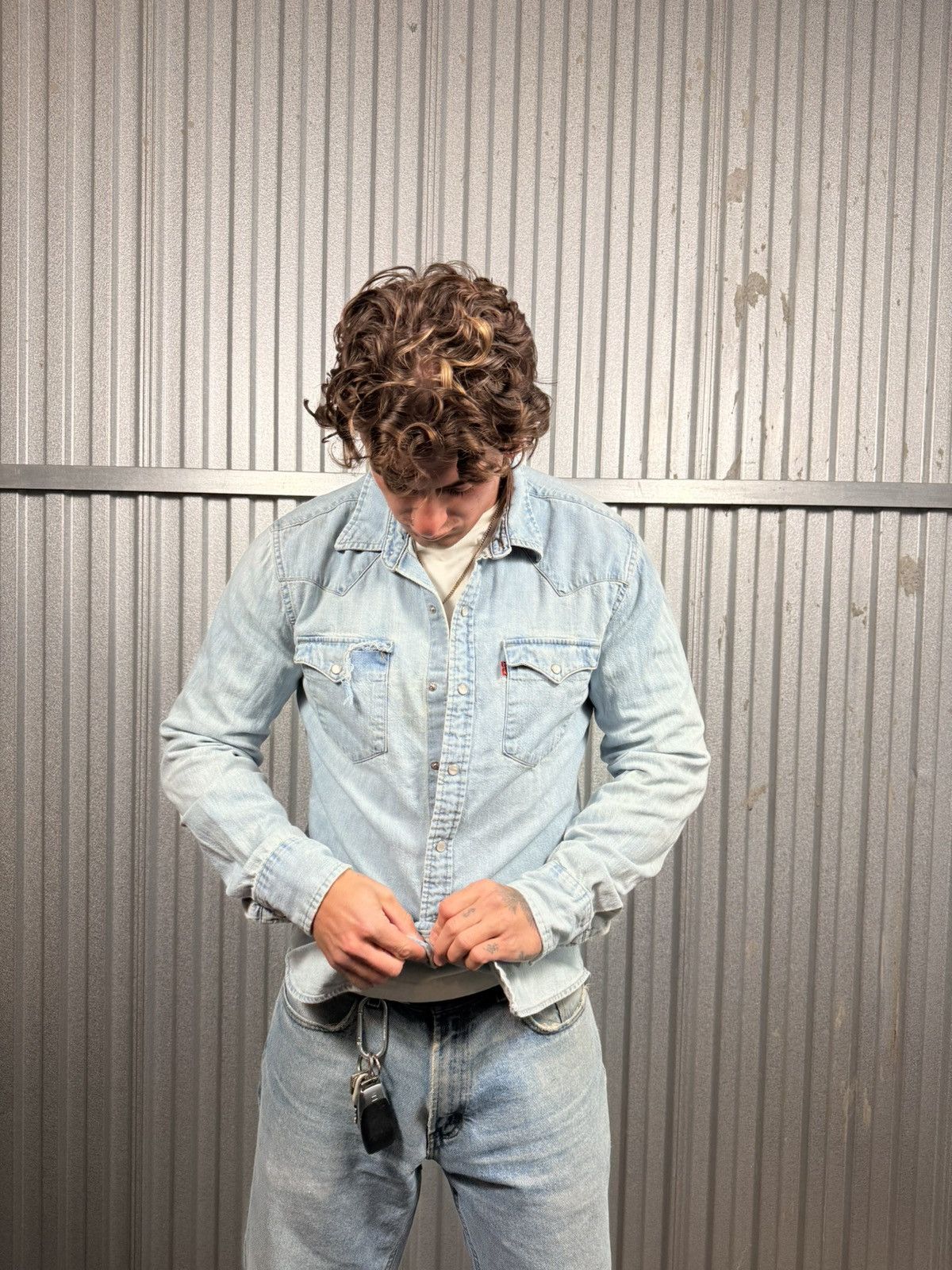 Levi's Levis Classic Denim Western Pearl Snap Cowboy Button Up Size US M / EU 48-50 / 2 - 2 Thumbnail