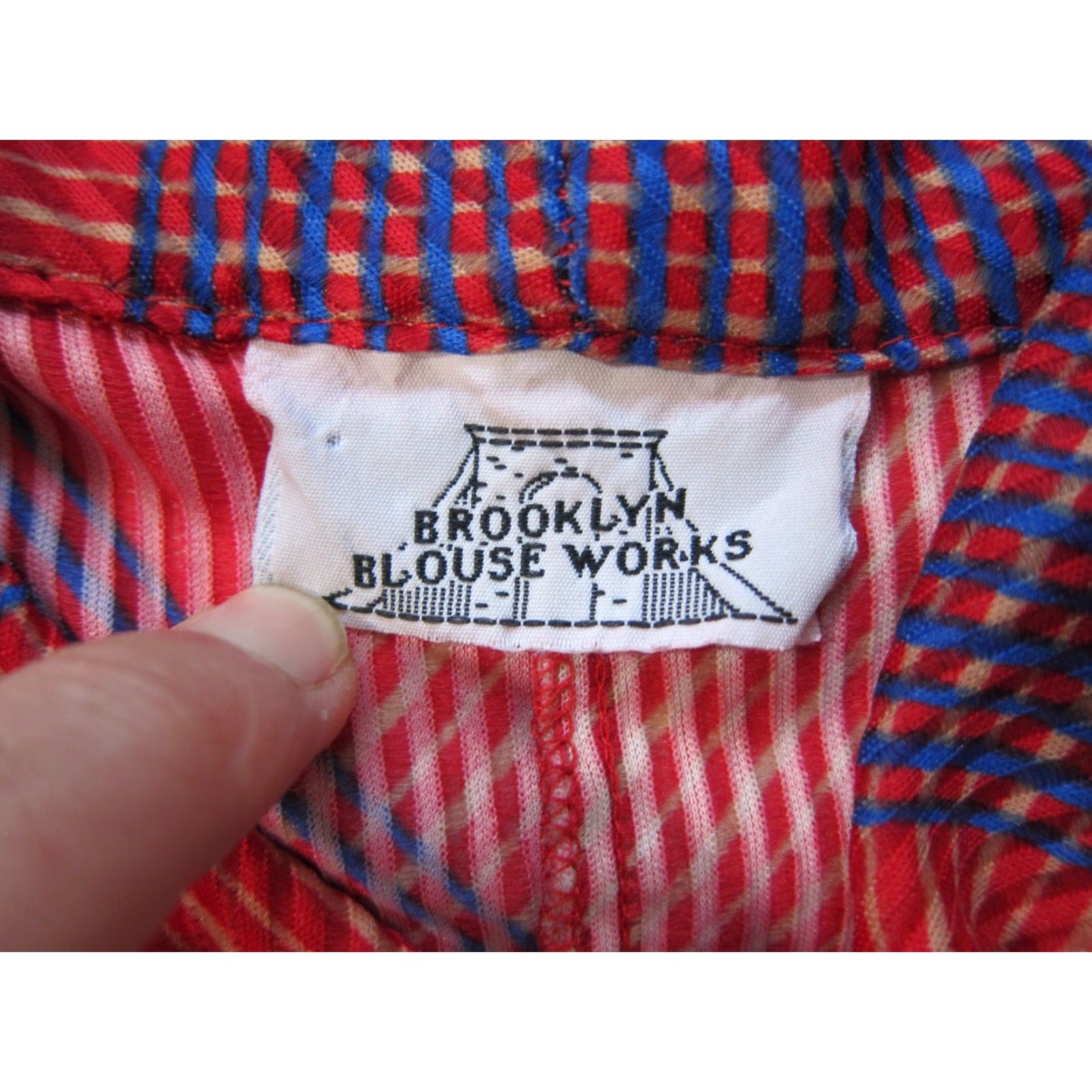 Vintage Vintage Brooklyn Blouse Works Red Blue Plaid High Slouch Neck Shirt Top Medium Womens Blouse Size M / US 6-8 / IT 42-44 - 3 Thumbnail