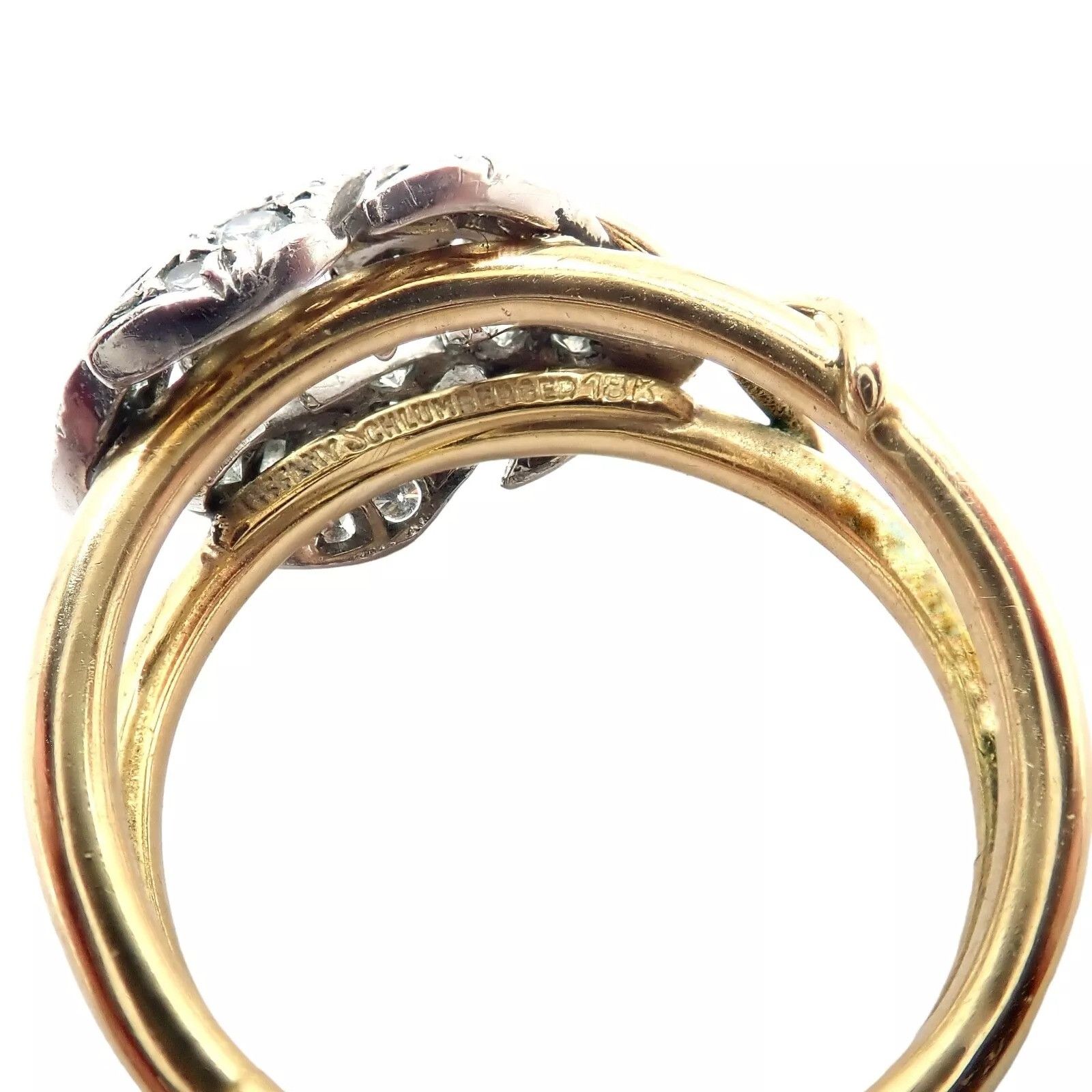 Tiffany & Co. Tiffany & Co. Diamond Yellow Gold Platinum Two Leaf Ring Size ONE SIZE - 5 Thumbnail