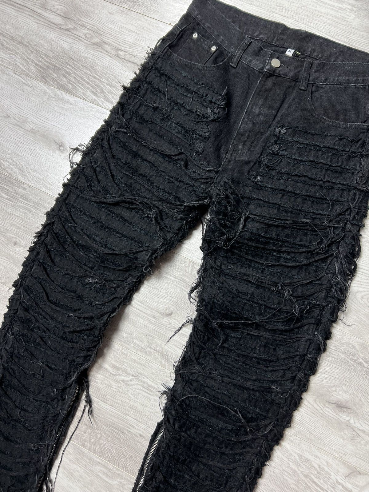 Japanese Brand Supermade Destroyed AMIRI Style Distressed Zipper Jeans Size US 30 / EU 46 - 3 Thumbnail