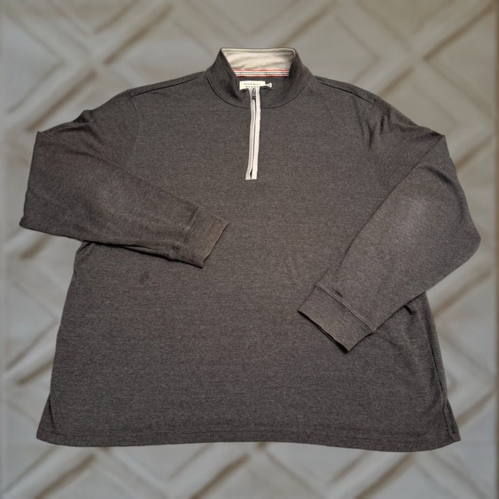 J Brand The Normal Brand 1/4 Zip Pullover Sweater Mens 2XL Dark Gray Stretch Casual Knit Long Sleeve Mock Neck Shirt Size US XXL / EU 58 / 5 - 1 Thumbnail