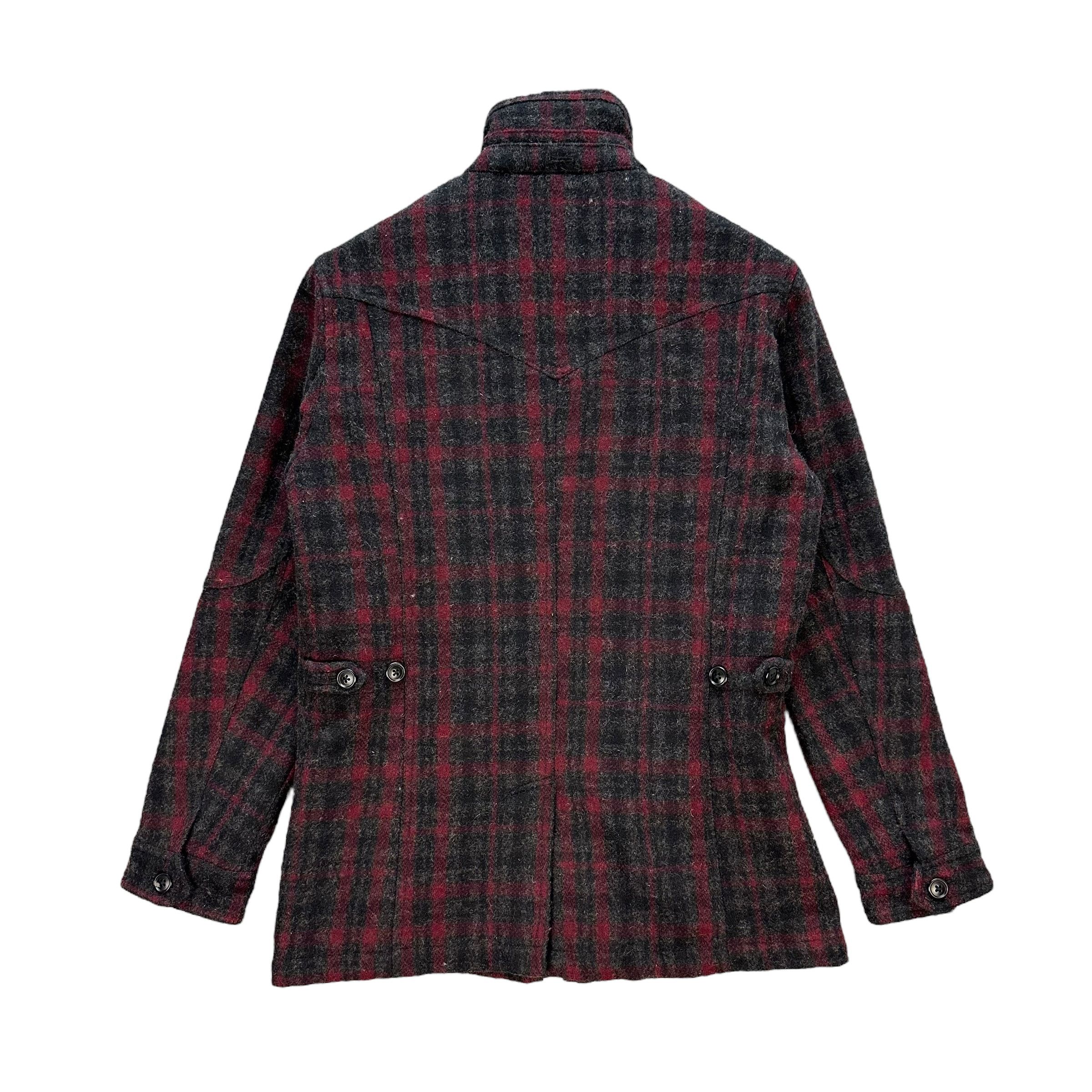 Japanese Brand MF EDITORIAL Red Checked Tartan Turtleneck Jacket #A40-0919 Size M / US 6-8 / IT 42-44 - 11 Thumbnail