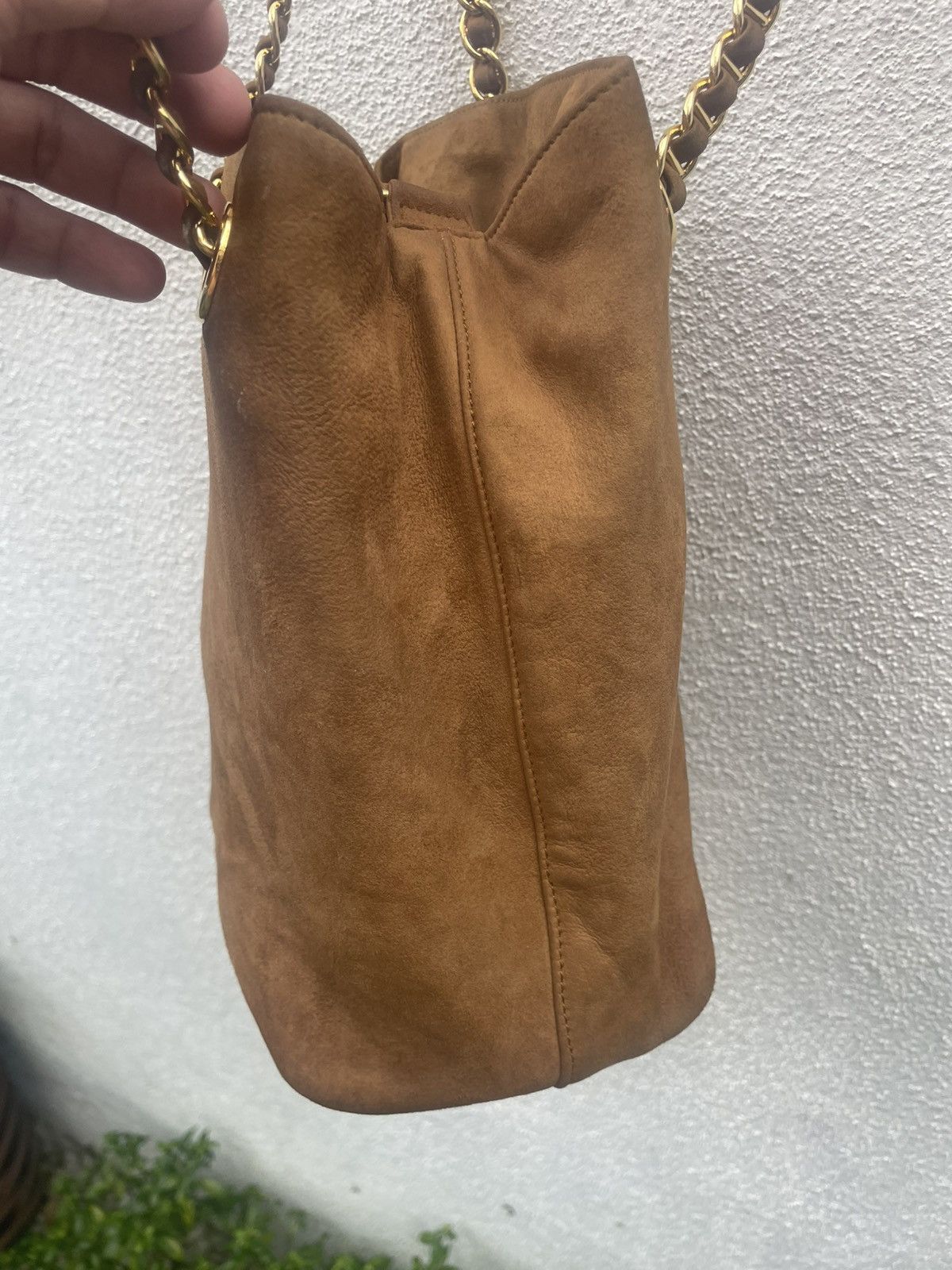 Prada Prada Brown Chain Suede Leather Shoulder Bag Size ONE SIZE - 8 Thumbnail