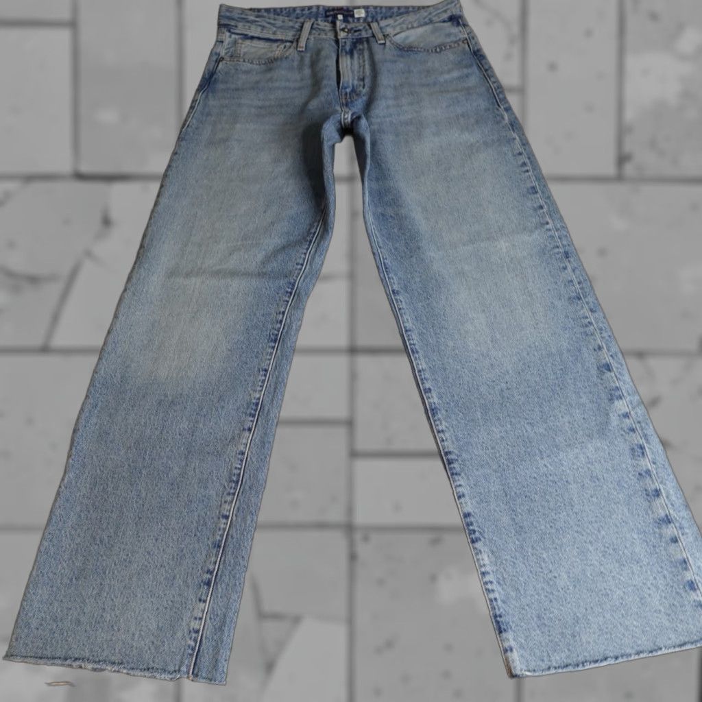 Levi's VINTAGE not Levi's Womens Jeans 32 Blue Wide Leg Cotton Hemp Raw Hem Made & Crafted Big E Size 24" / US 00 / IT 34 - 1 Thumbnail