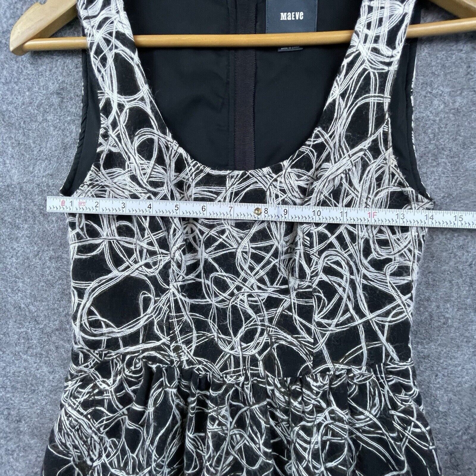 Anthropologie Maeve Dress Womens 0 Black Classic Goth Ombre Spider Webs Size XS / US 0-2 / IT 36-38 - 7 Thumbnail