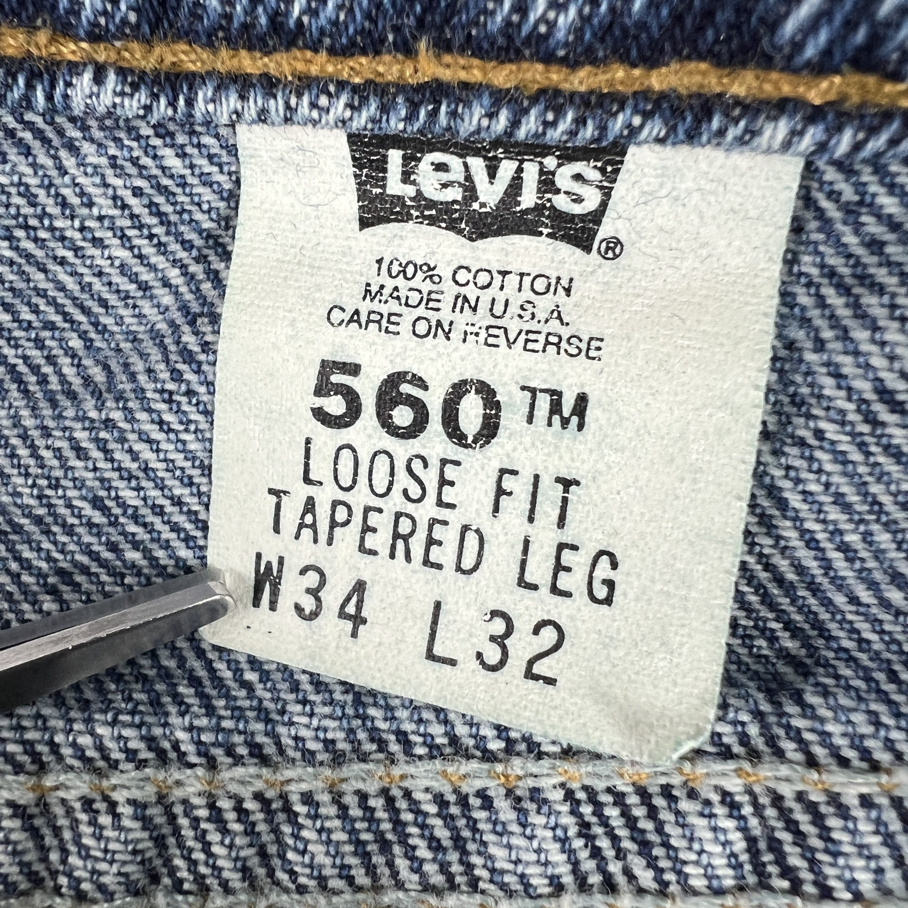 Levi's × Vintage VTG 90s Levi's Jean 560 Loose Taper Blue Denim Orange Tab Size US 33 - 10 Thumbnail