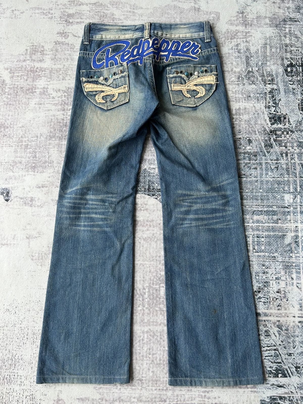 Ed Hardy Y2k Red Pepper Embroidery Punk Style Jeans Size US 28 / EU 44 - 2 Thumbnail