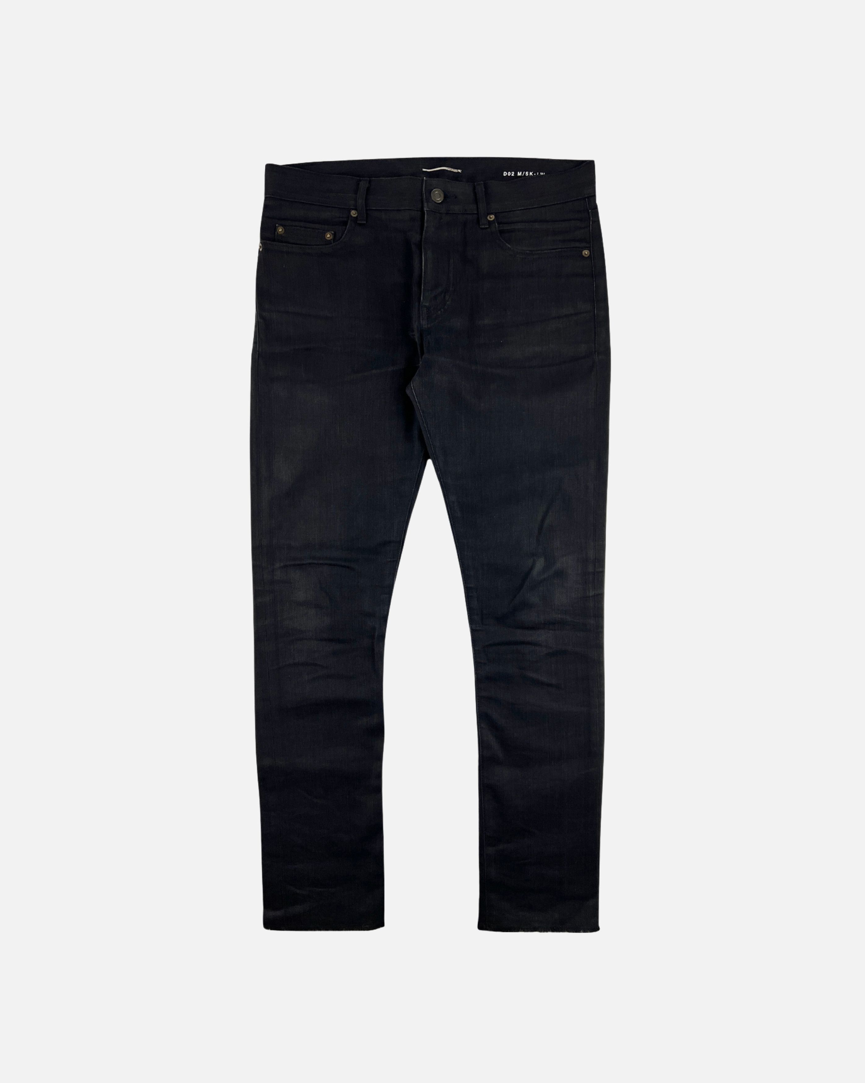image of Hedi Slimane x Saint Laurent Paris Ss15 Psych Rock Raw Hem D02 Jeans in Black, Men's (Size 29)