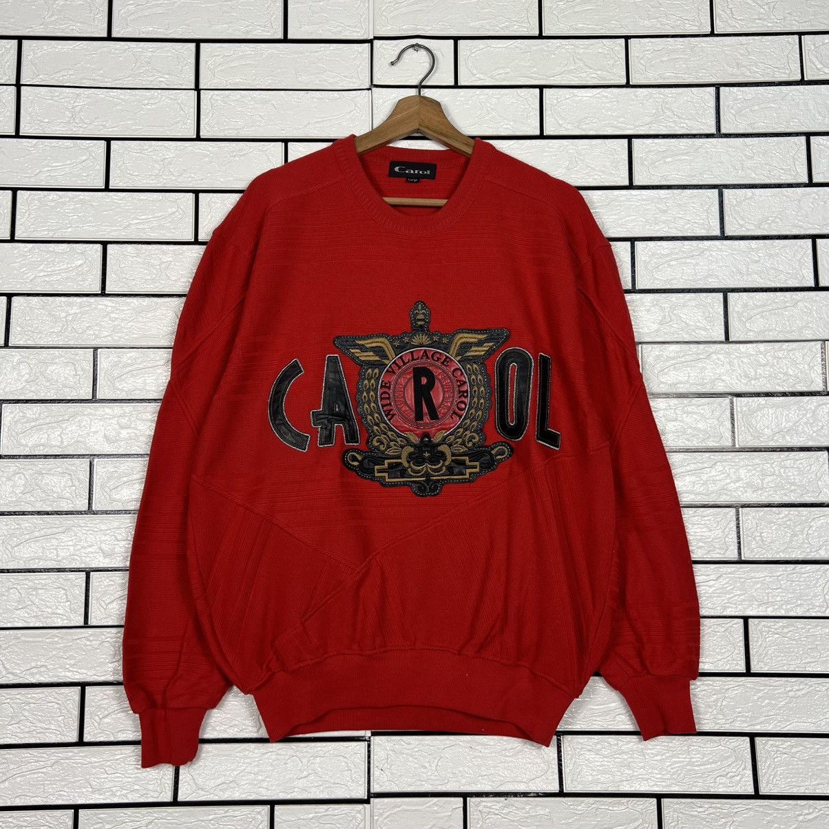 Vintage Wide Village CAROL Big Logo Crewneck Sweatshirt #4043-C184 Size US L / EU 52-54 / 3 - 1 Thumbnail