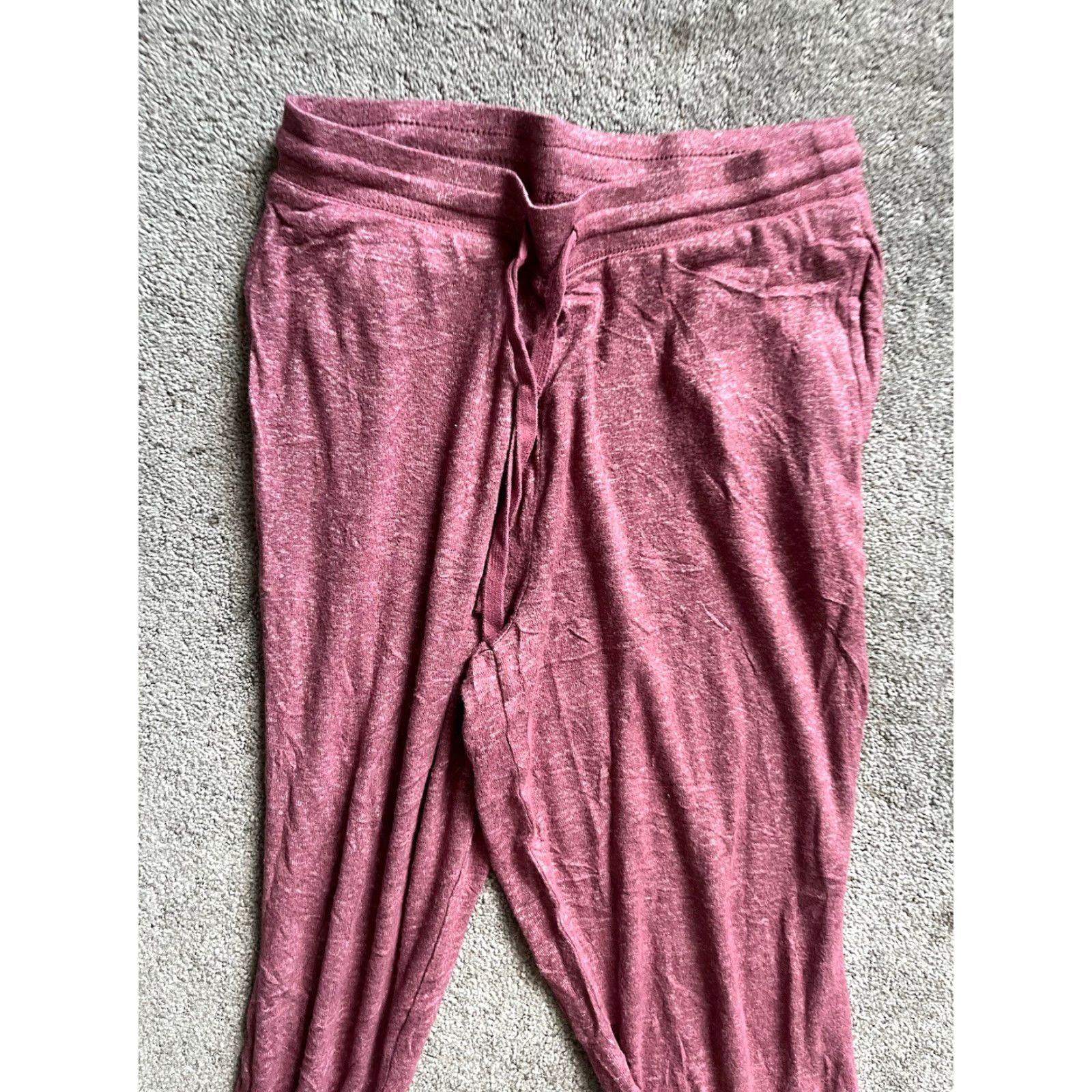 Vintage Aéropostale Women's Sweatpants Elastic Waist Drawstring Tapered Leg Size S Pink Maroon Solid Casual Regular Size 28" / US 6 / IT 42 - 2 Thumbnail