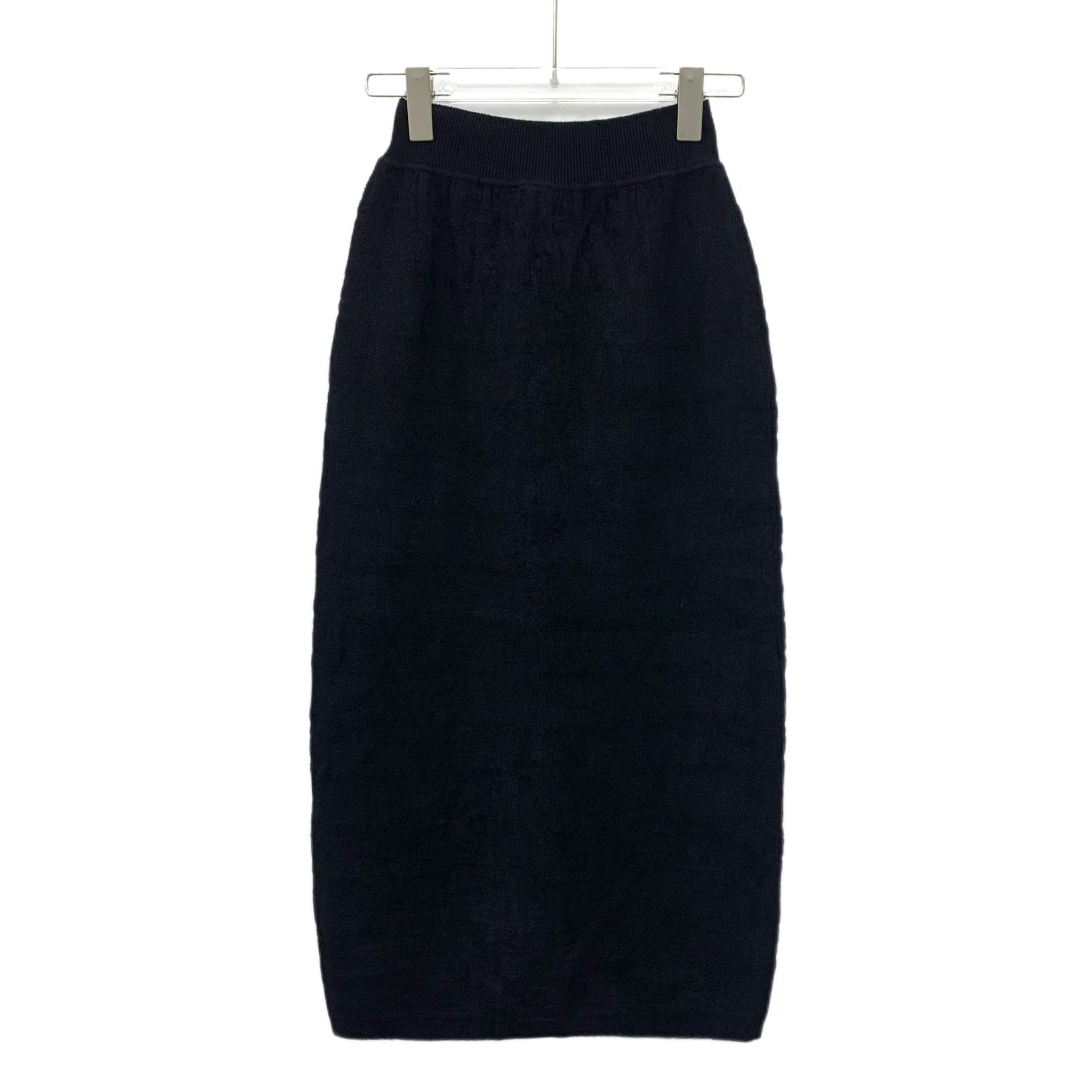 Fendi Fendi Black Logo Embossed Knitted Midi Skirt With Drawstring Size 40" / US 18 - 1 Thumbnail