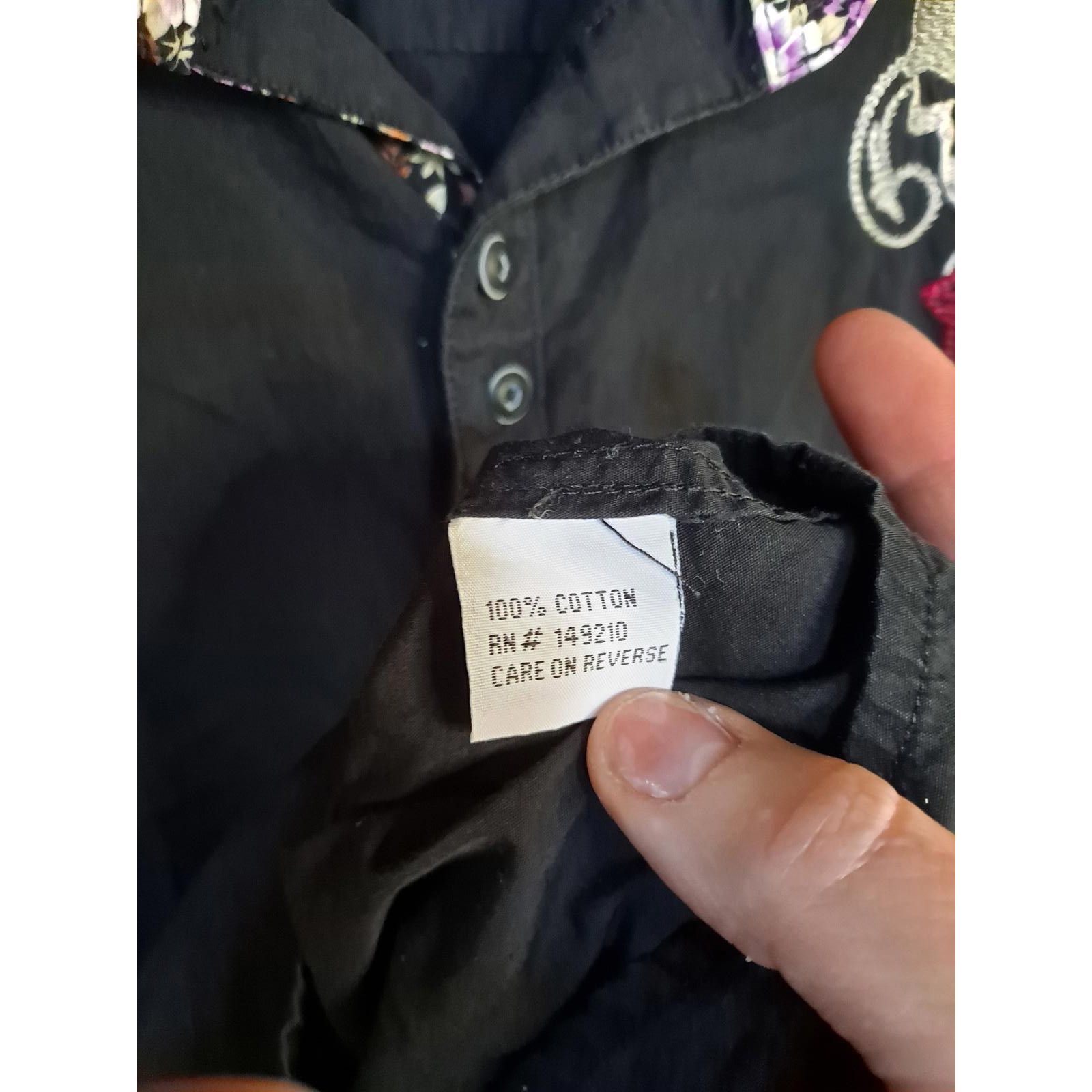Other Rock Roll N Soul Black Button Up Shirt with Embroidered Skul Size US L / EU 52-54 / 3 - 6 Thumbnail