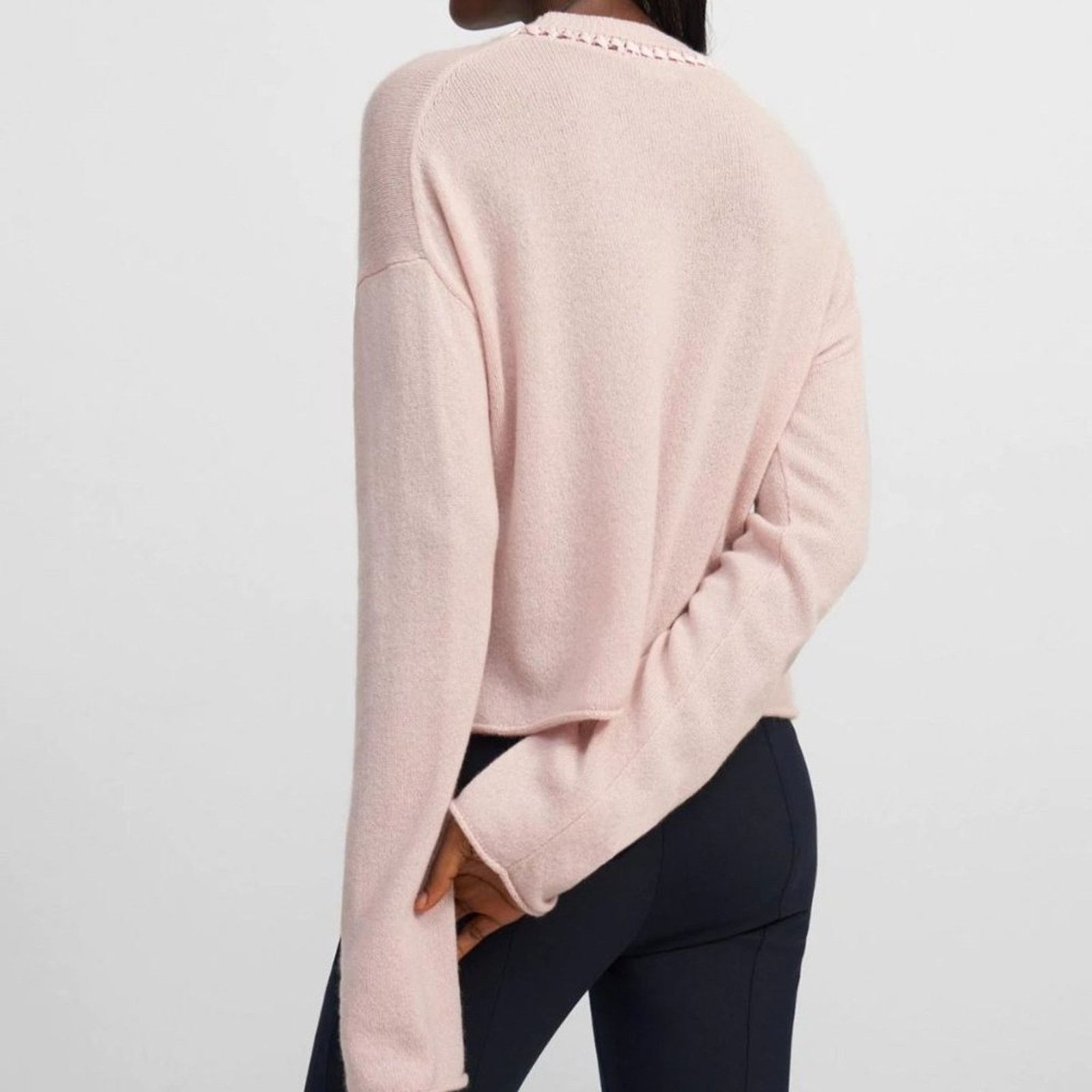 Theory Ribbon-Trim Cropped Cashmere Sweater from Theory Size L / US 10 / IT 46 - 8 Thumbnail