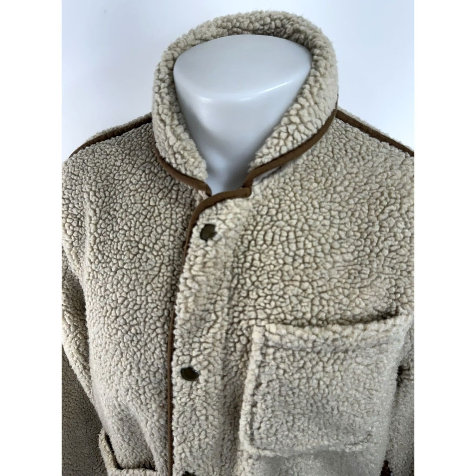 Wallace & Barnes Wallace & Barnes Jacket Ranch Western Fleece Shawl Collar M Mens Light Brown Tan Beige Modern Style Ranch Western M Jacket Size US M / EU 48-50 / 2 - 4 Thumbnail