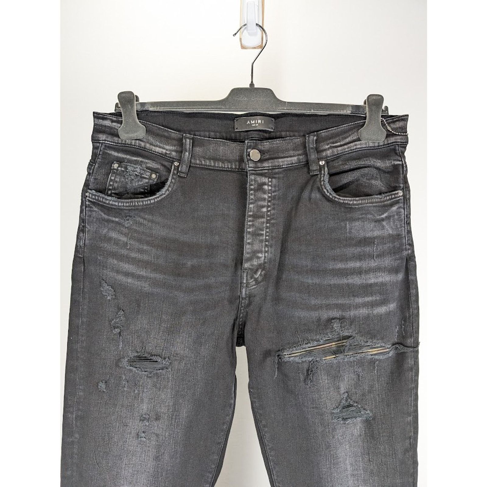 Amiri o1rshd1 Leather Camo MX1 Jeans in Aged Black Size US 29 - 3 Thumbnail