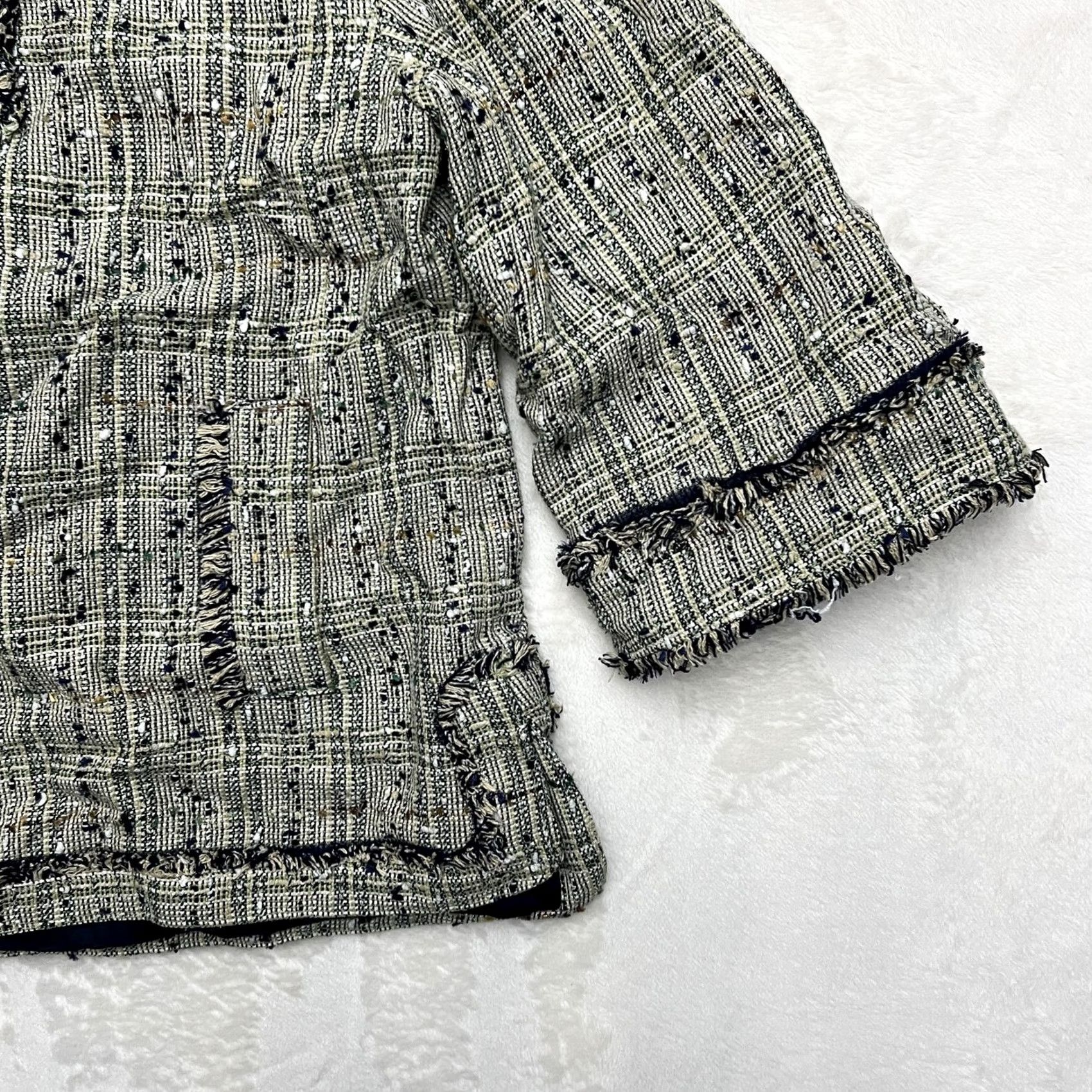 Brooks Brothers Brooks Brothers Jacket Top Blazer Womens 2 Green Tweed Boucle Fringe Lined Plaid Tailored Front Pockets Size XS / US 0-2 / IT 36-38 - 4 Thumbnail