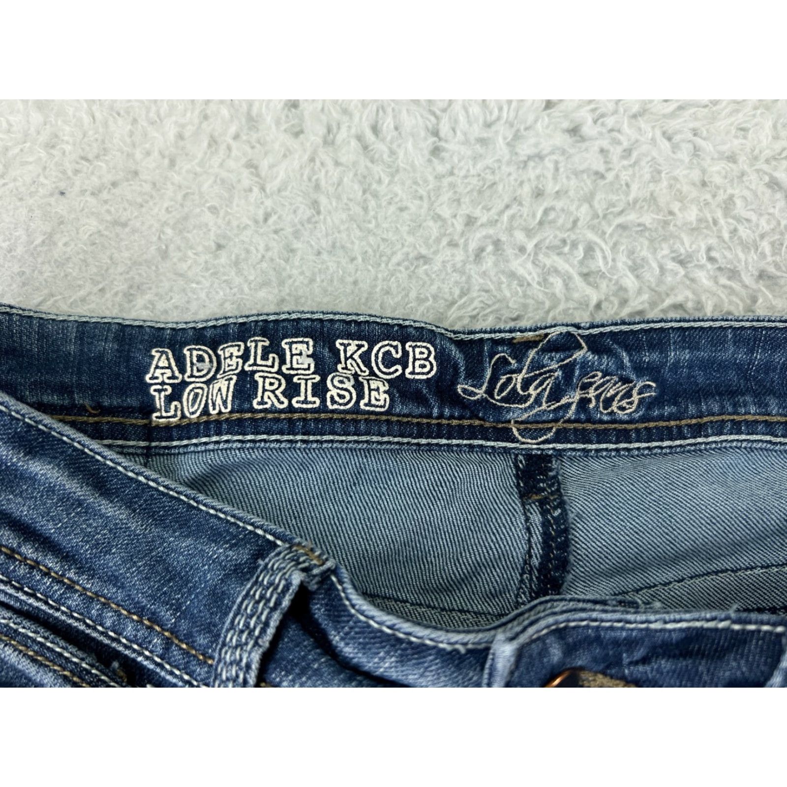 Vintage Lola Jeans Jeans Womens 26 Blue Denim Bootcut Adele KCB Low Rise Raw Hem Distressed 5-Pocket Style Cowboy Southwestern Designer Mens? Size 26" / US 2 / IT 38 - 5 Thumbnail